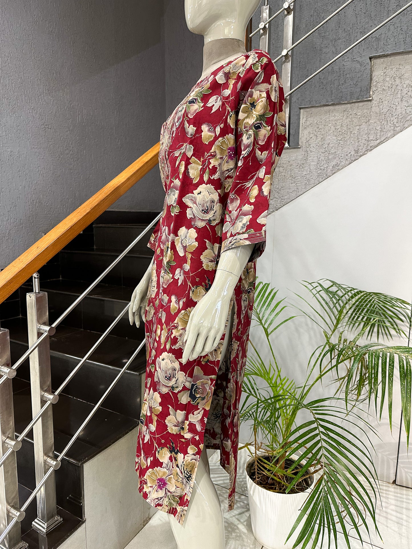 Luxury Floral Muslin Kurta for Women