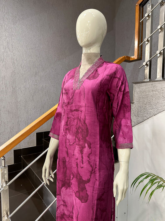 Luxury Purple Muslin Kurti for Women