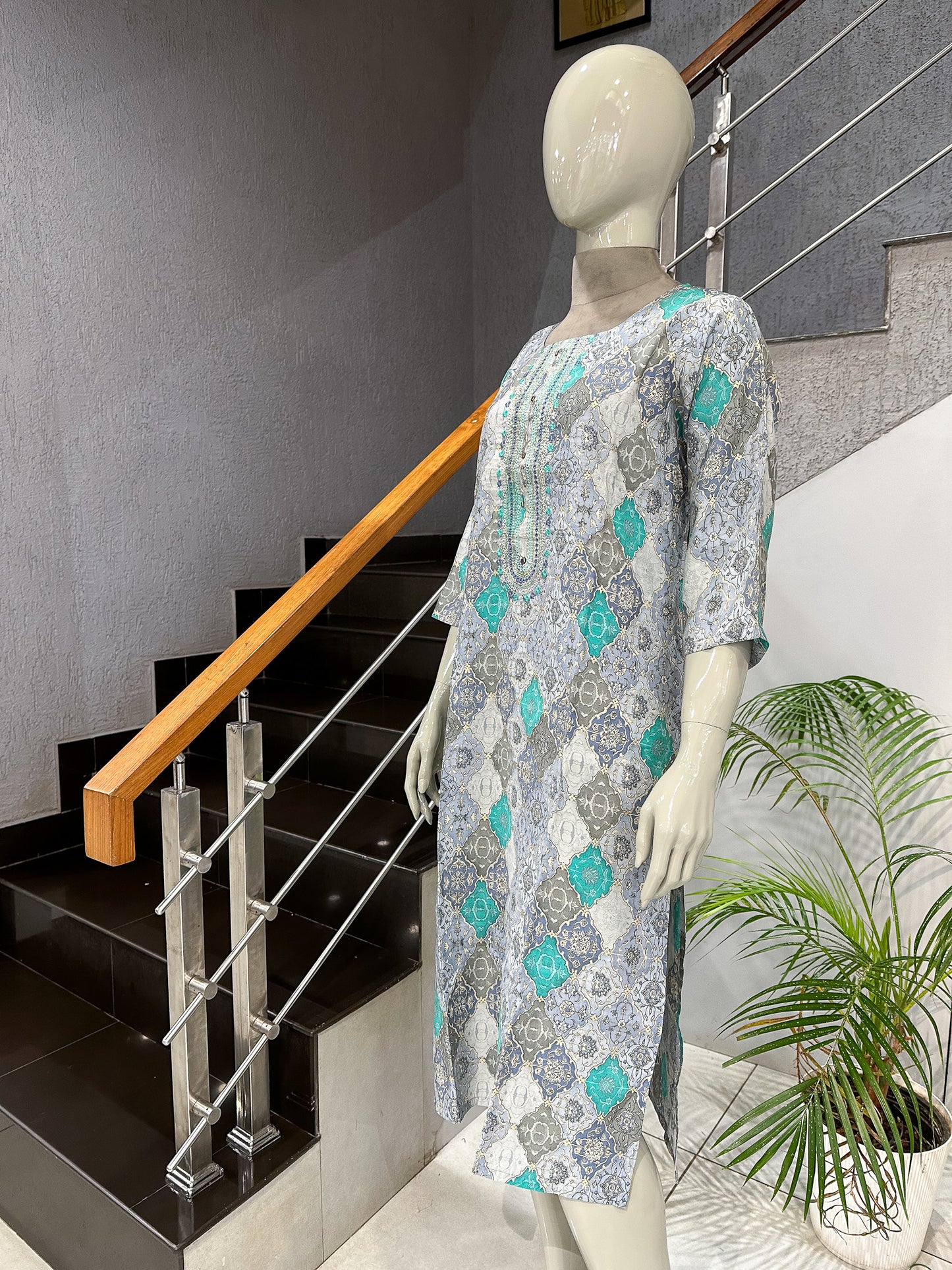 Designer Grey Muslin Kurta for Women