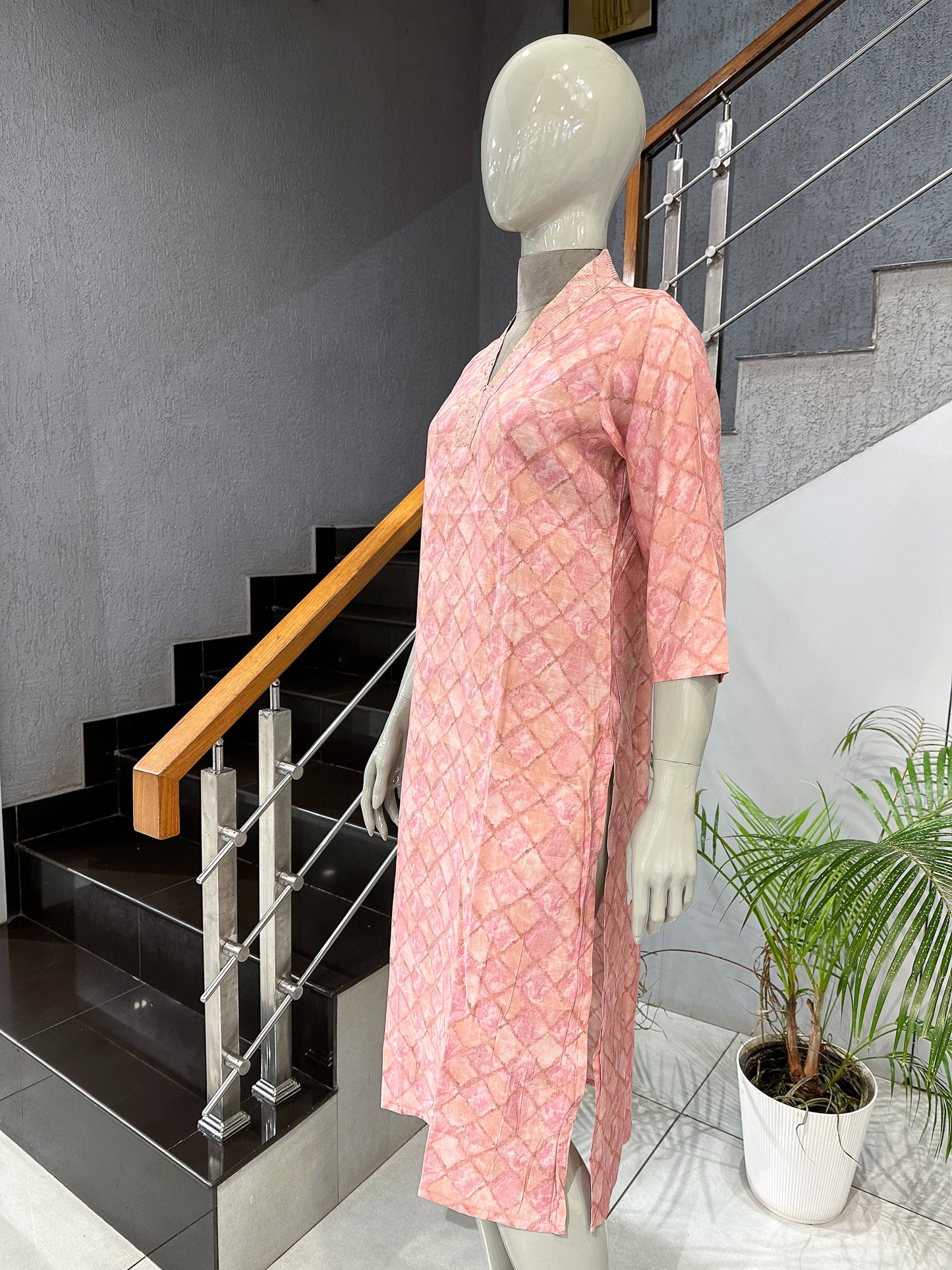 Designer Pink Muslin Kurti for Women