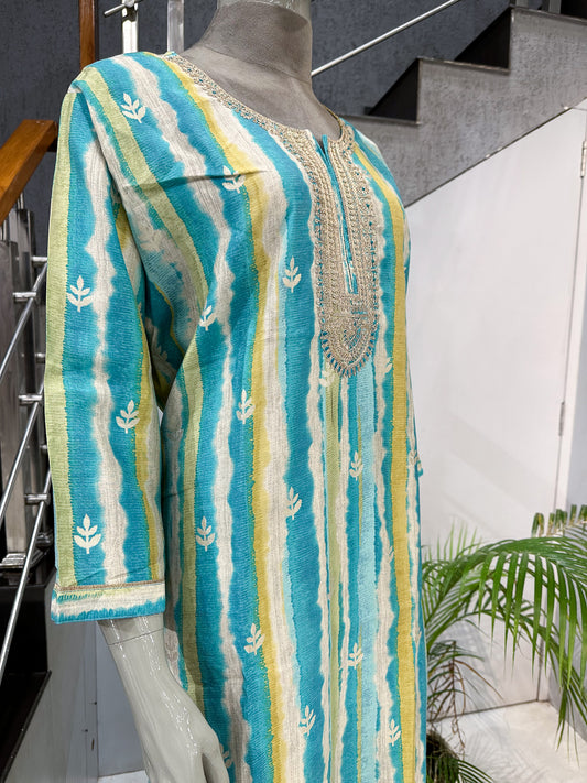 Aqua Muslin Kurti for Women