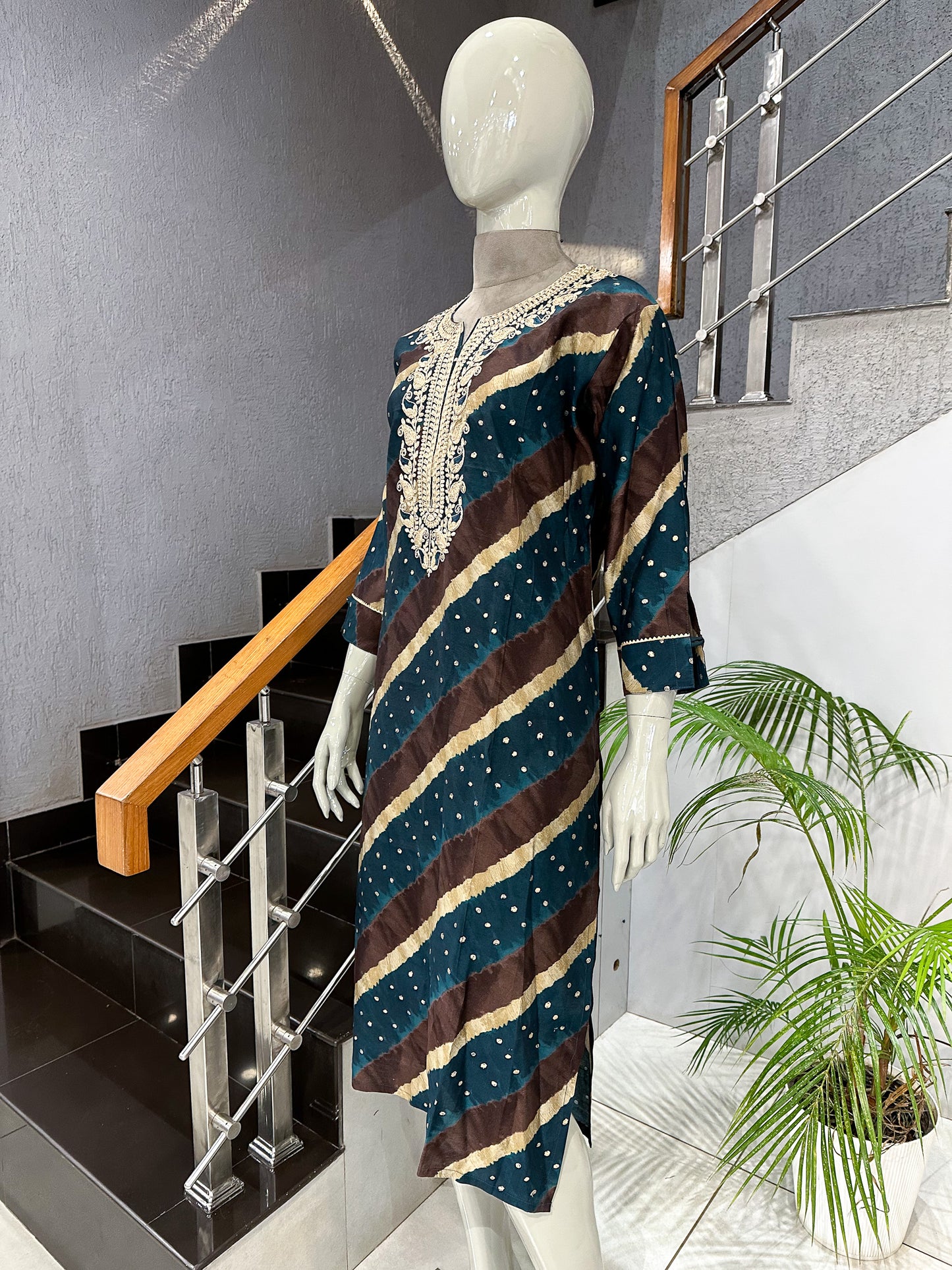 Teal Muslin Kurta for Women