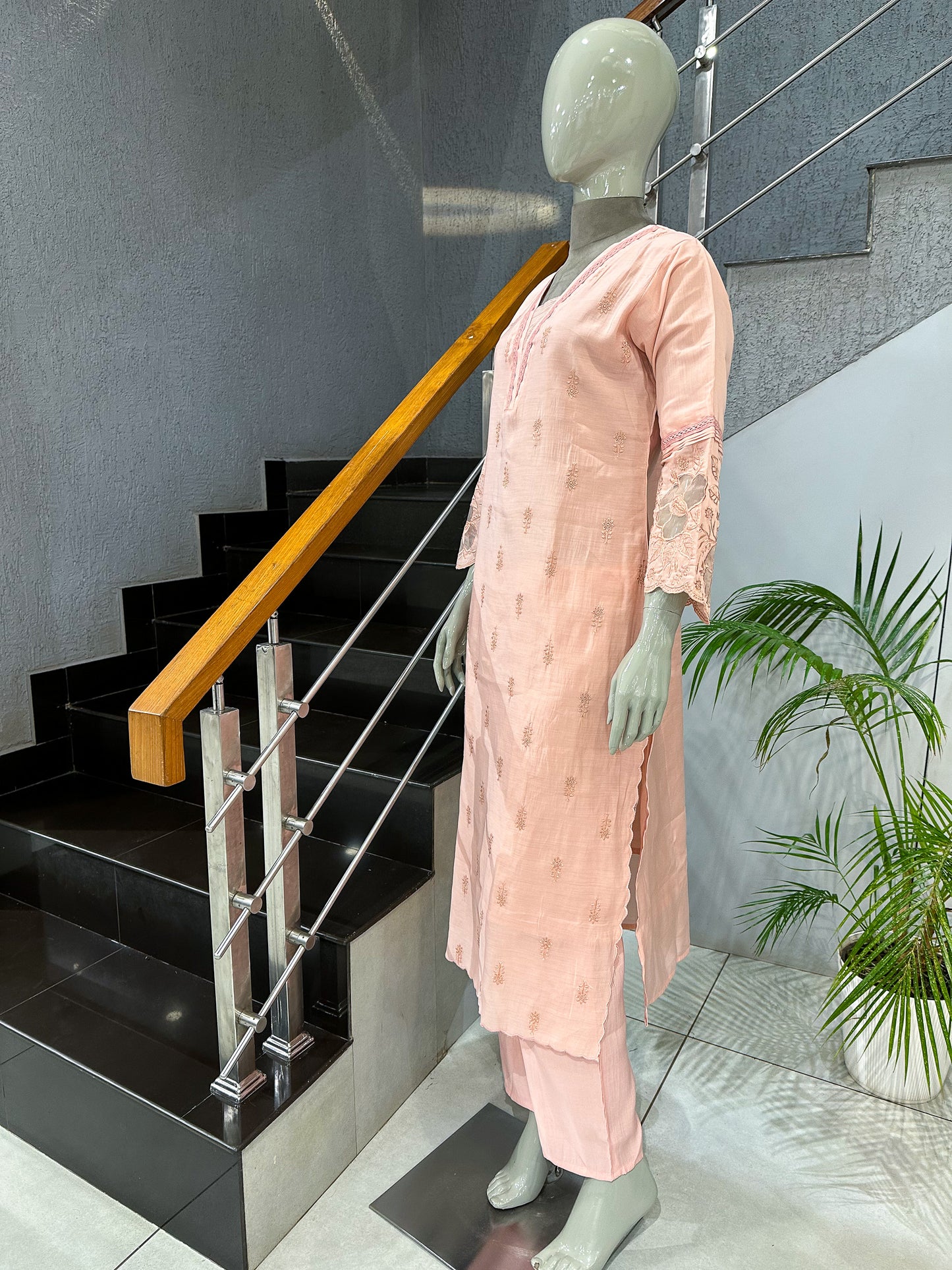 Blush Pink Mul Chanderi Party Wear CHURIDAR Set with Embroidered Dupatta | Premium Ethnic Wear for Women
