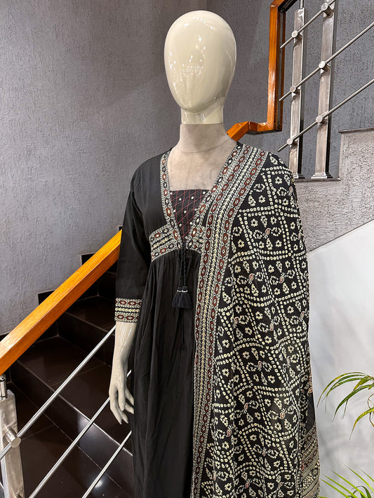 Designer Black Cotton Salwar Set