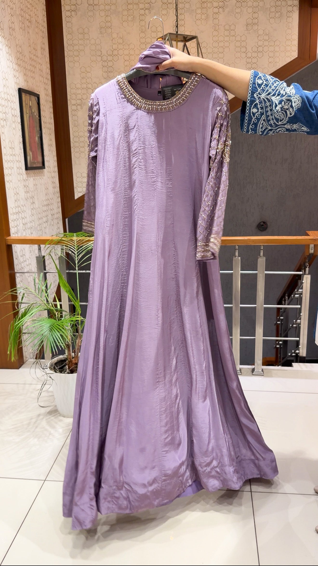 SHOWOFF WOMEN Premium Crepe Silk Party Wear Gown Set with Organza Dupatta | Designer Ethnic Gown Collection