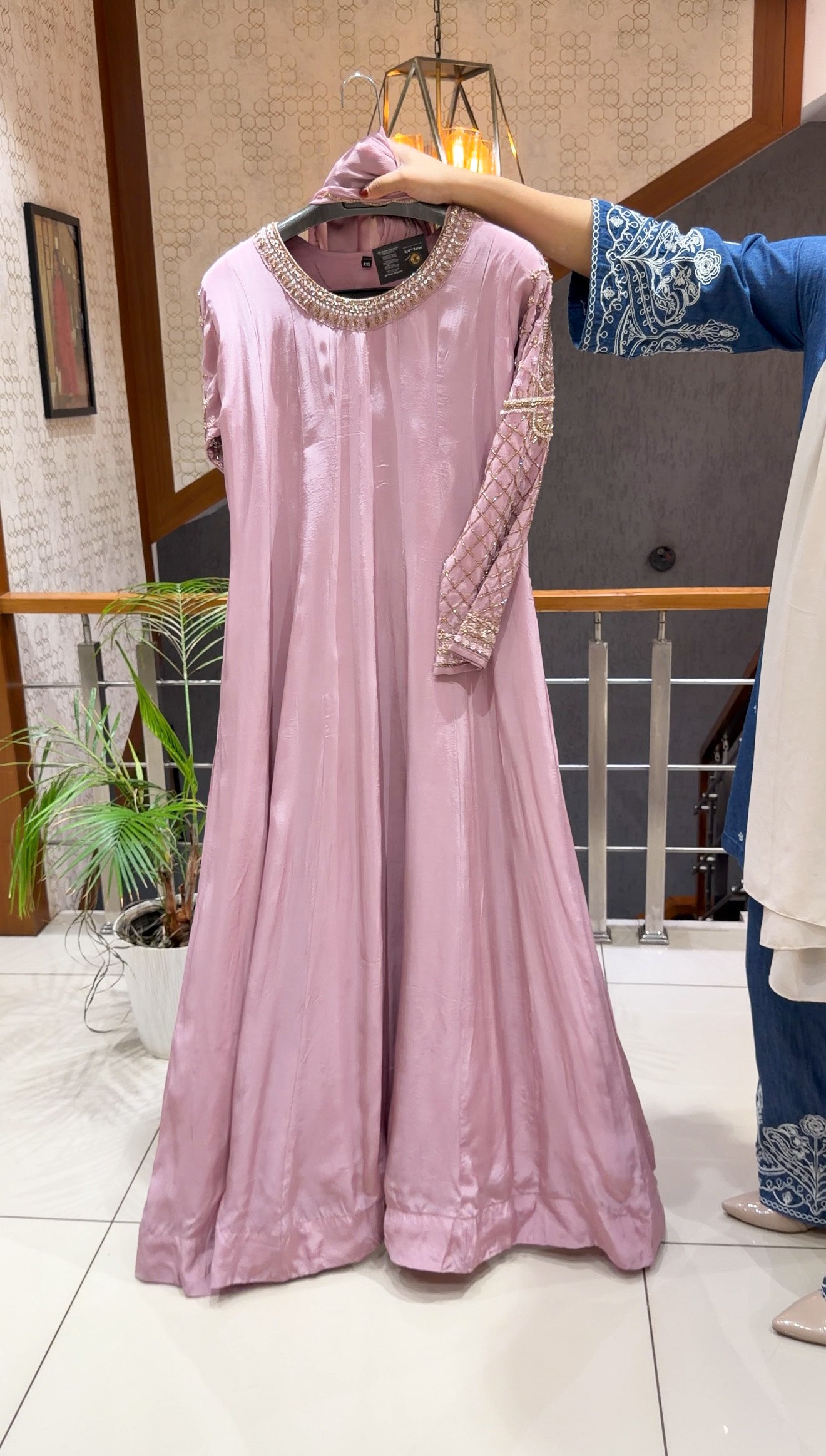 SHOWOFF WOMEN Premium Crepe Silk Party Wear Gown Set with Organza Dupatta | Designer Ethnic Gown Collection