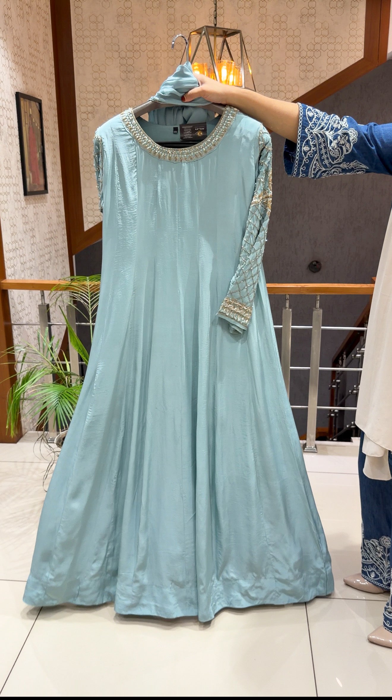 SHOWOFF WOMEN Premium Crepe Silk Party Wear Gown Set with Organza Dupatta | Designer Ethnic Gown Collection