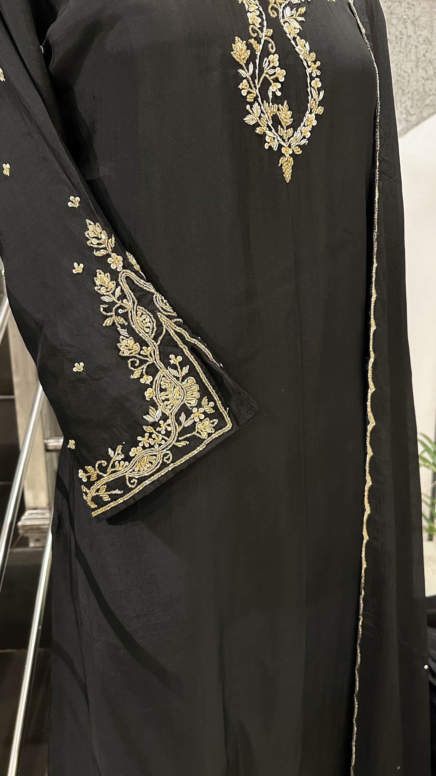 Elegant Black Embroidered Churidar Set with Dupatta | Party Wear Ethnic Suit for Women