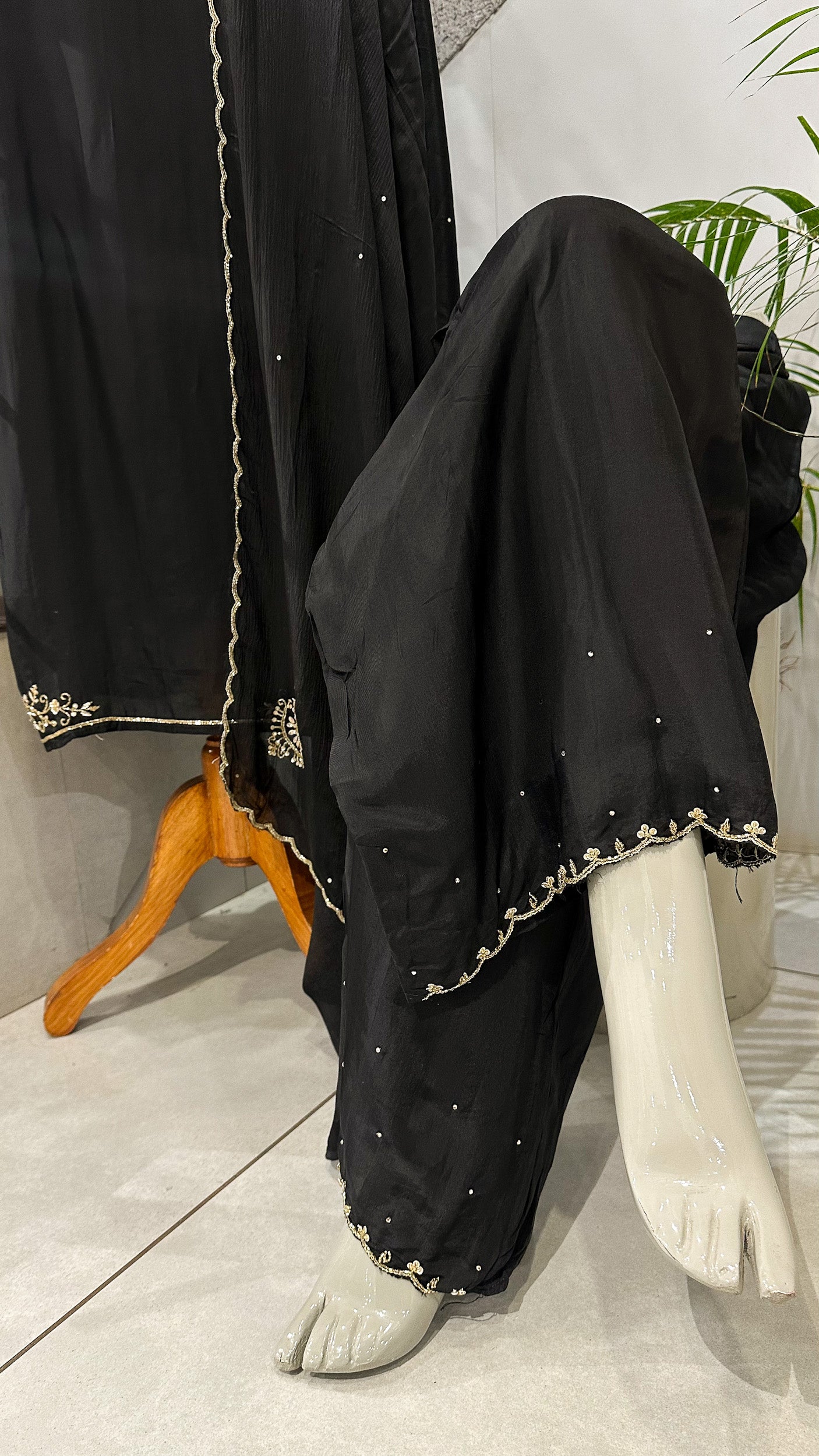 Elegant Black Embroidered Churidar Set with Dupatta | Party Wear Ethnic Suit for Women