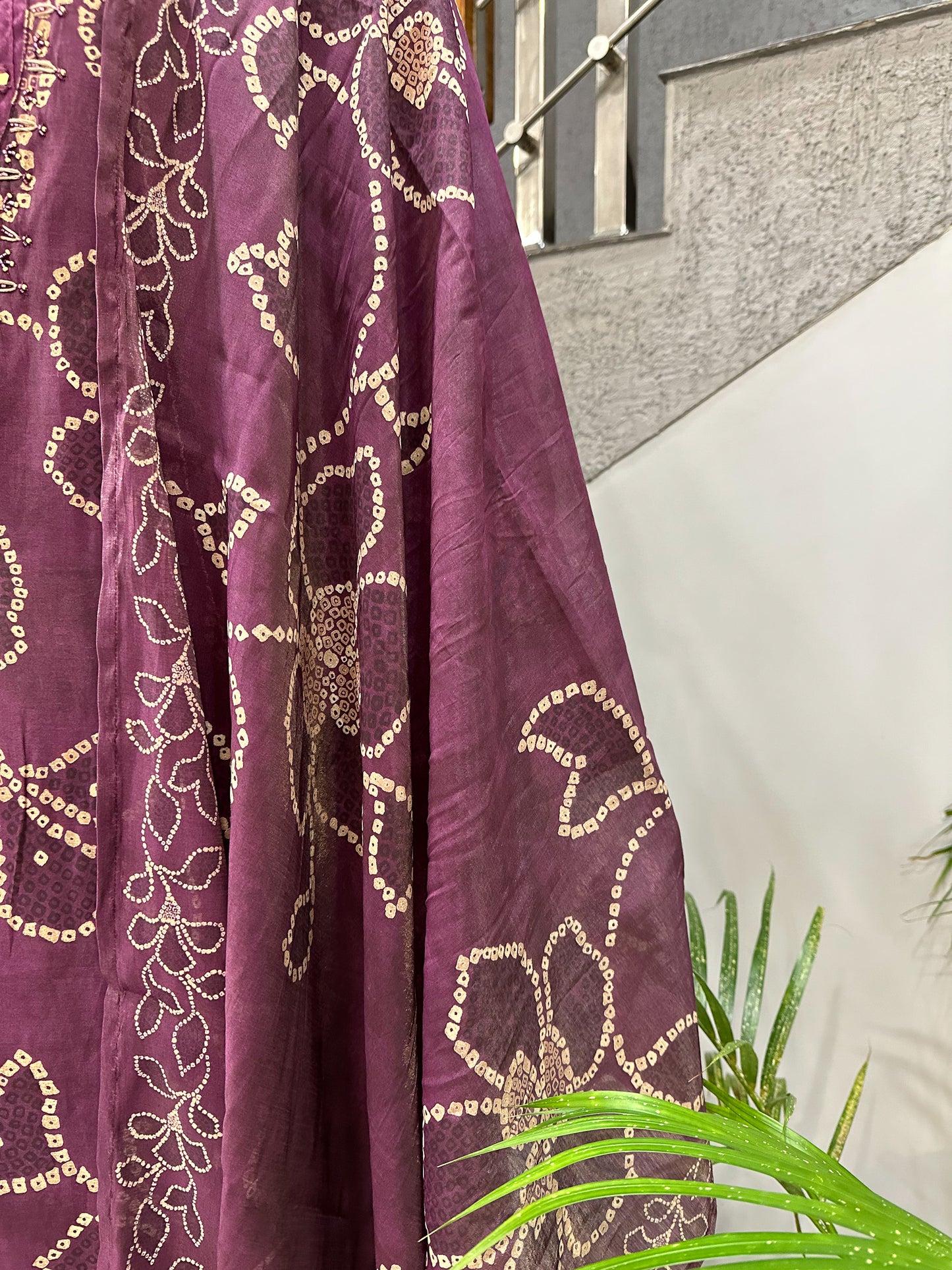 Elegant Wine Muslin Ready-to-Wear Churidar Set with Mirror Work & Designer Dupatta