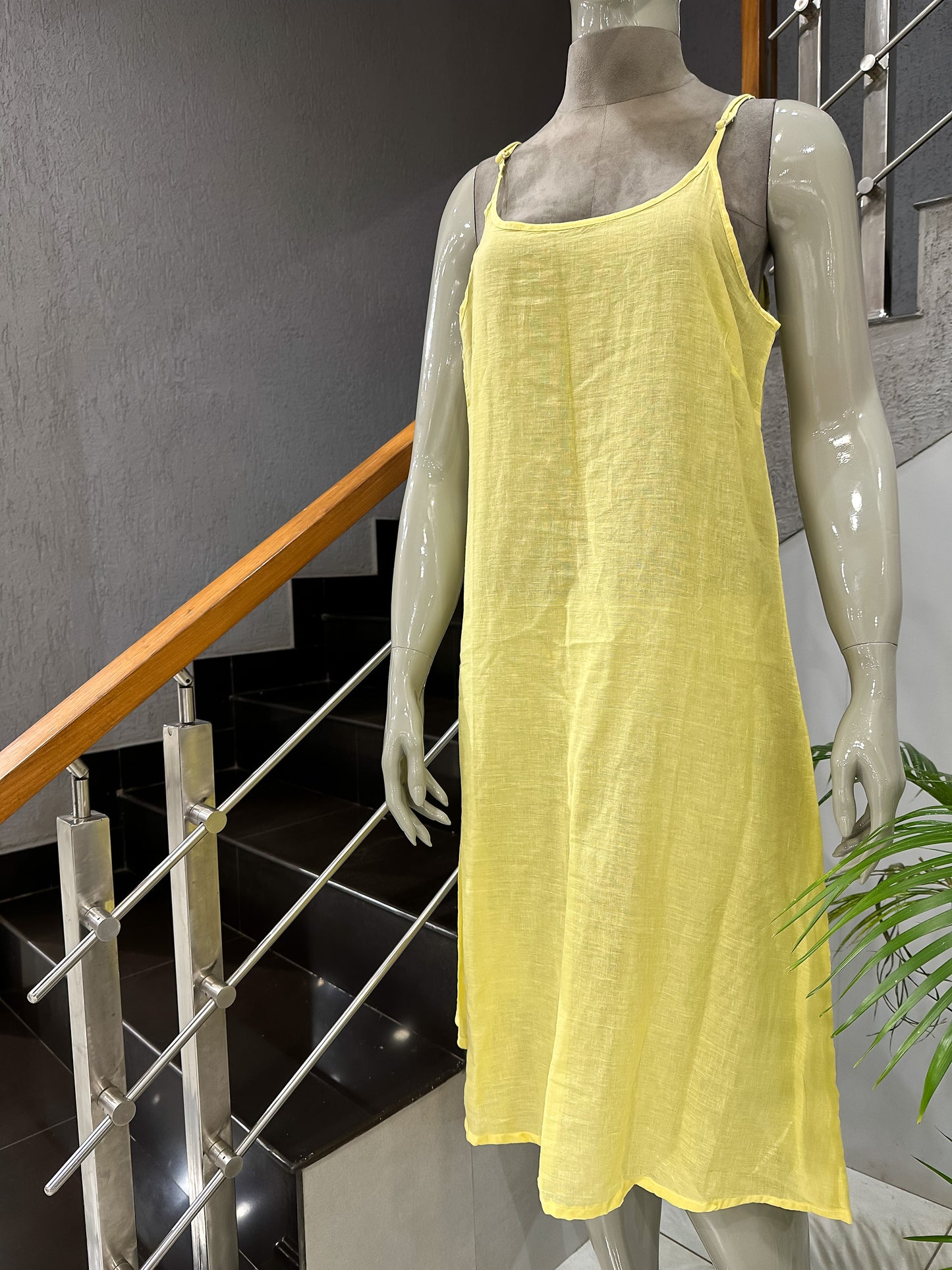 Yellow Floral Georgette Gown with Cotton Inner | Lightweight Flow Dress
