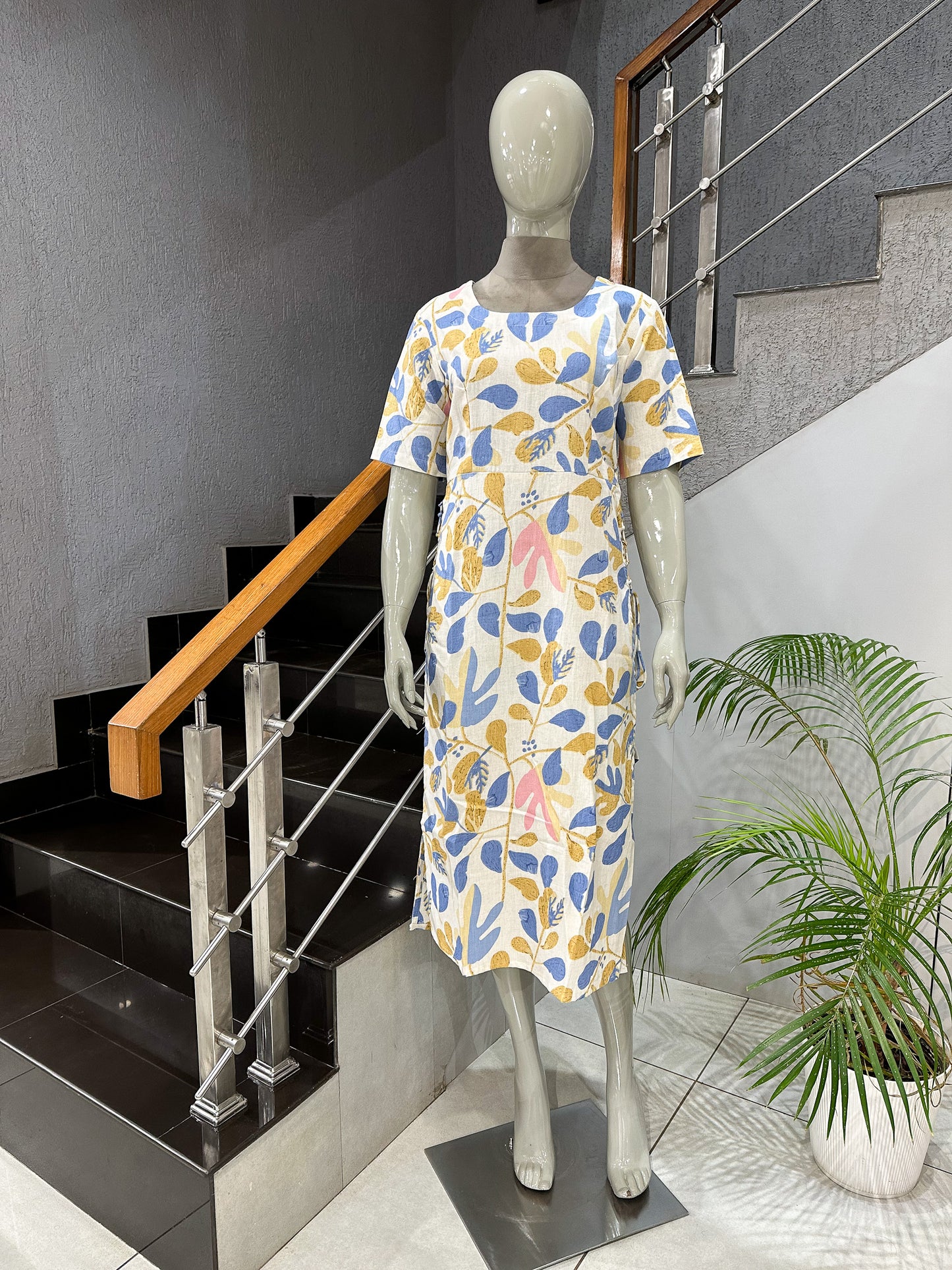 Designer Side Tie Cotton Kurta Dress for Women