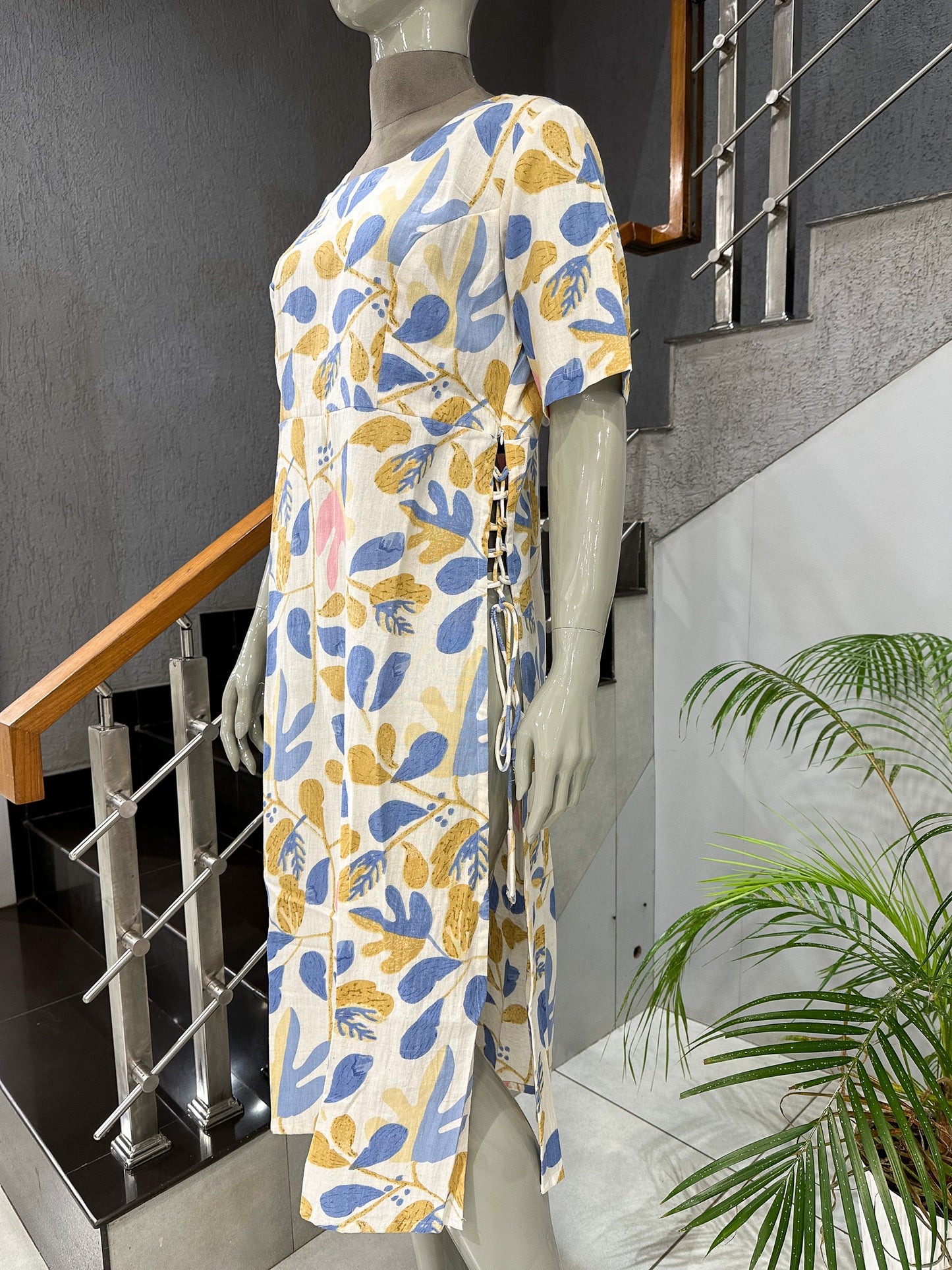 Designer Side Tie Cotton Kurta Dress for Women