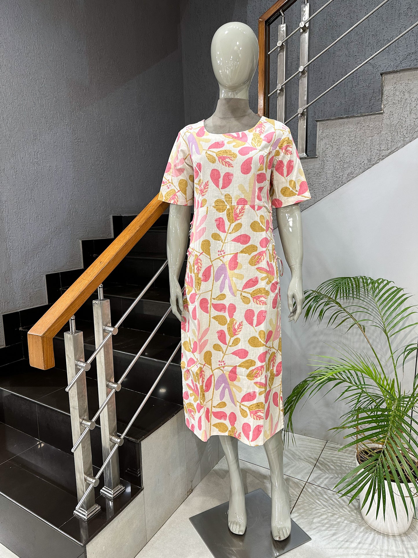 Luxury Casual Cotton Kurta for Women with Side Tie Detail