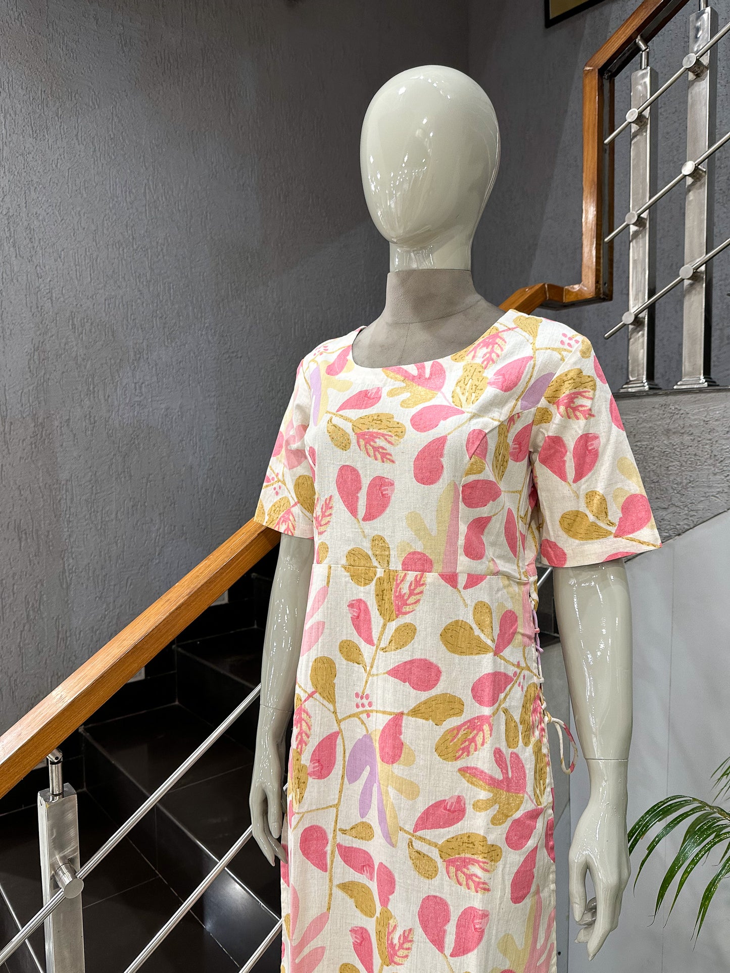 Luxury Casual Cotton Kurta for Women with Side Tie Detail