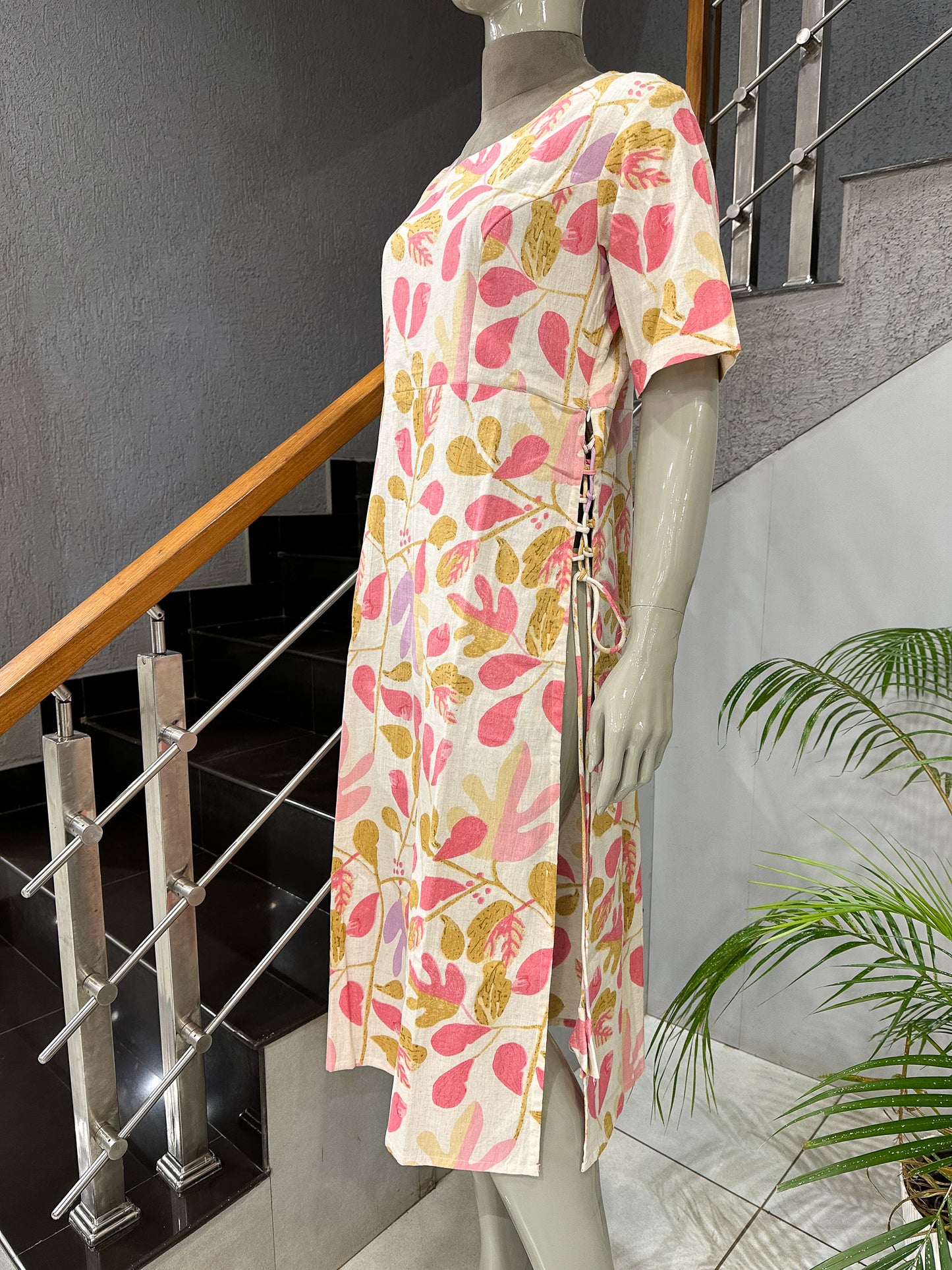 Luxury Casual Cotton Kurta for Women with Side Tie Detail