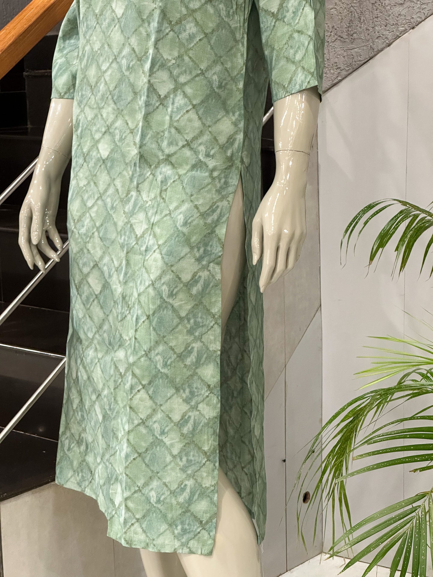 Luxury Sage Green Muslin Kurta for Women
