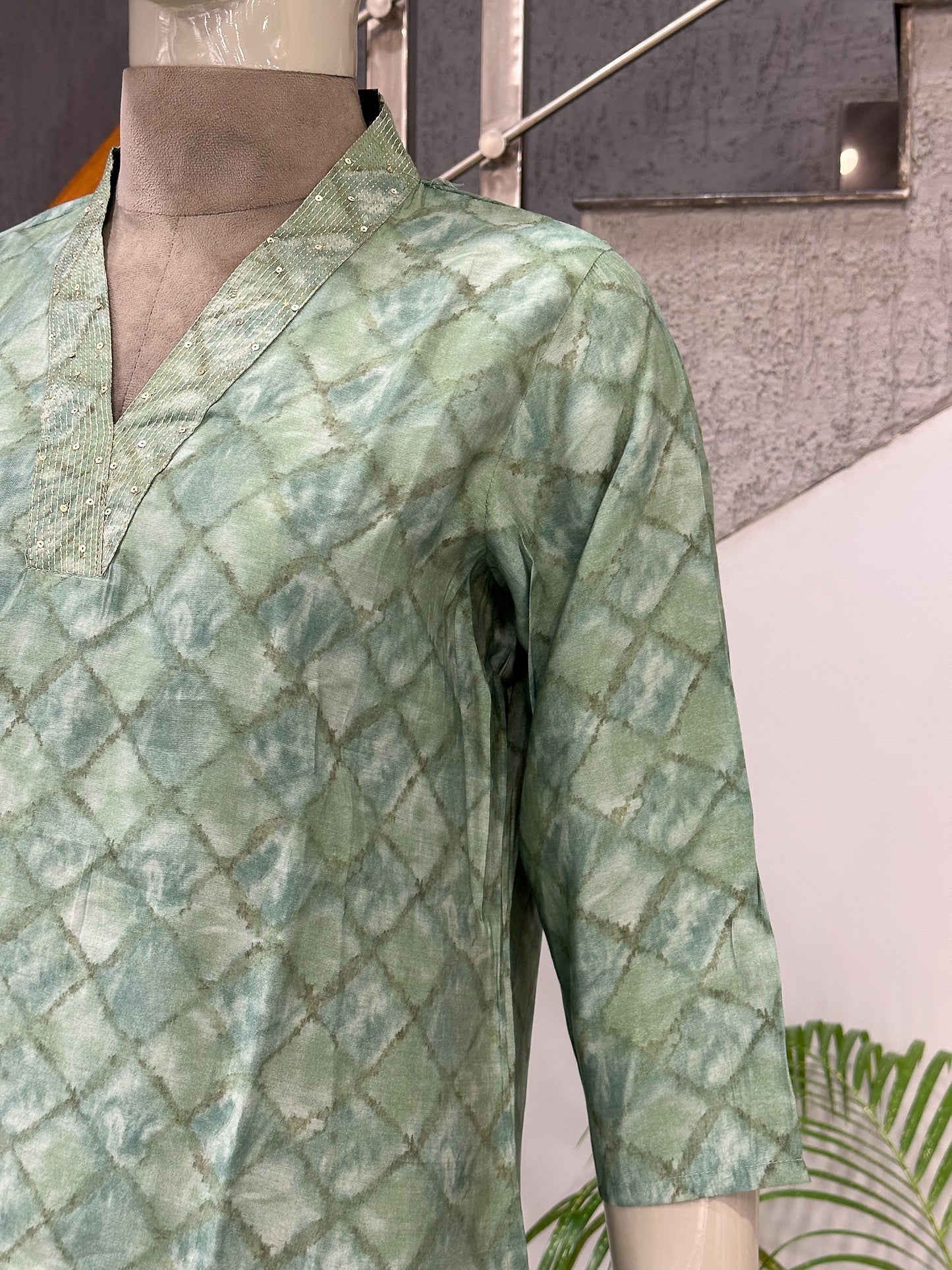 Luxury Sage Green Muslin Kurta for Women