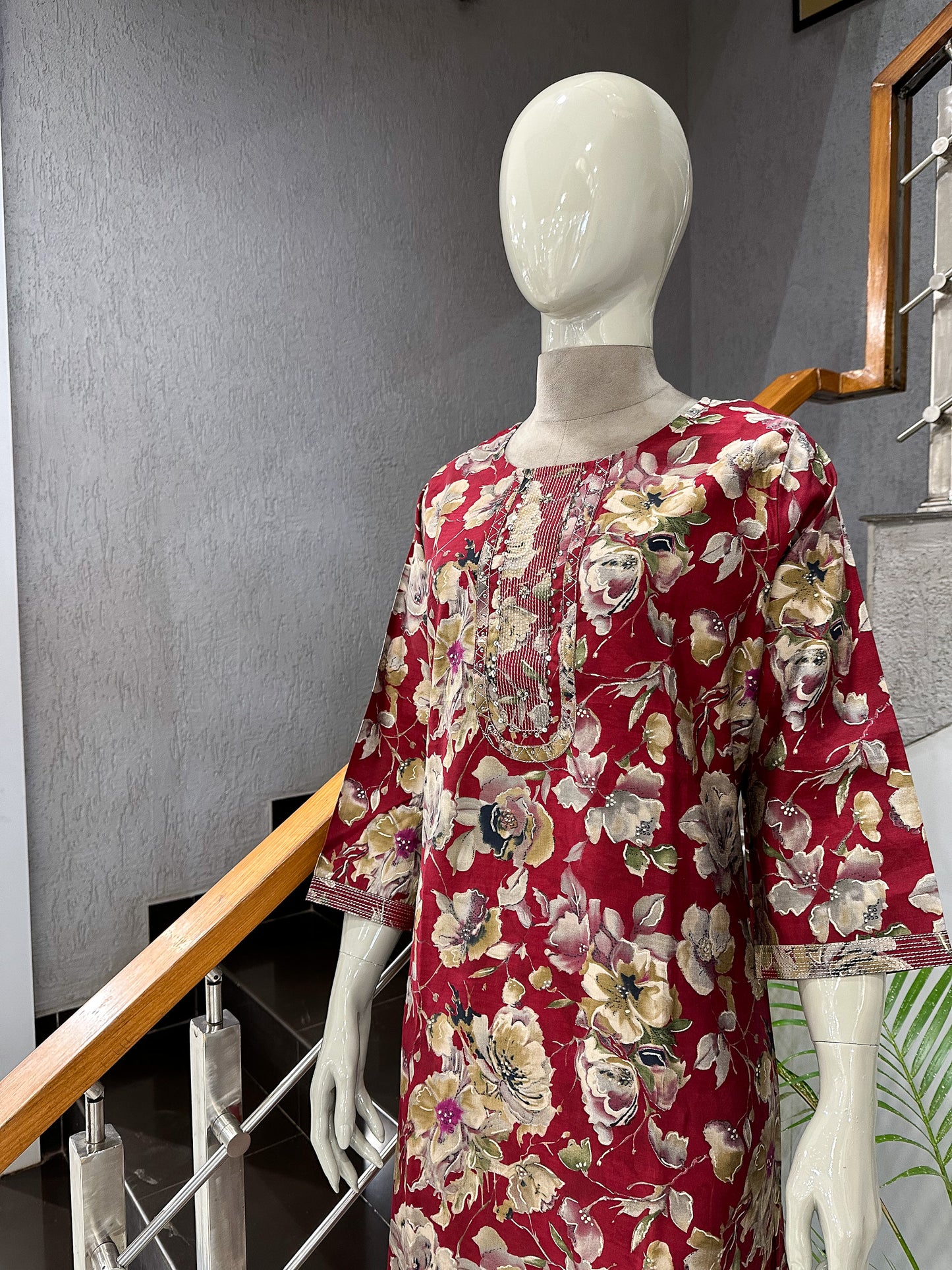Luxury Floral Muslin Kurta for Women