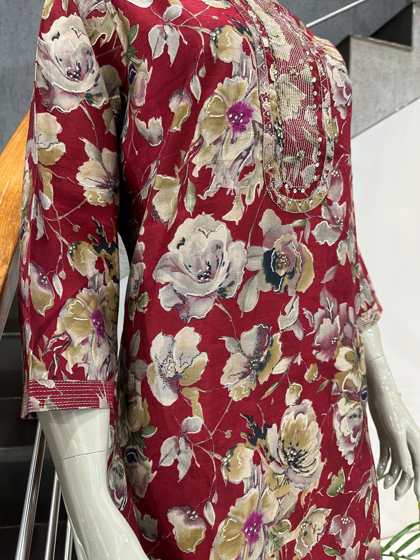 Luxury Floral Muslin Kurta for Women