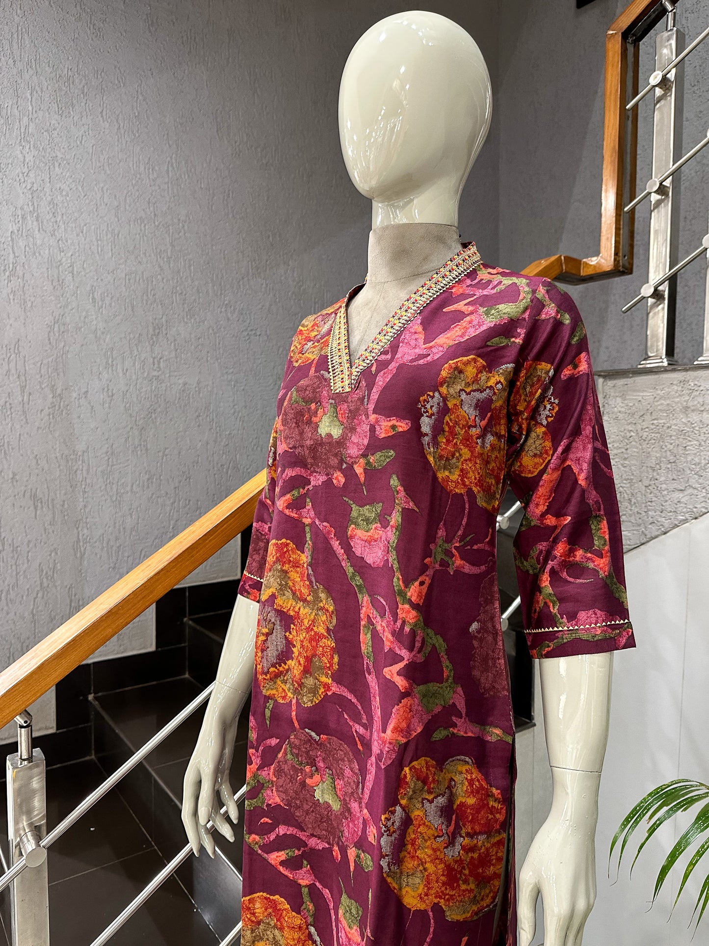 Designer Wine Red Ethnic Kurta