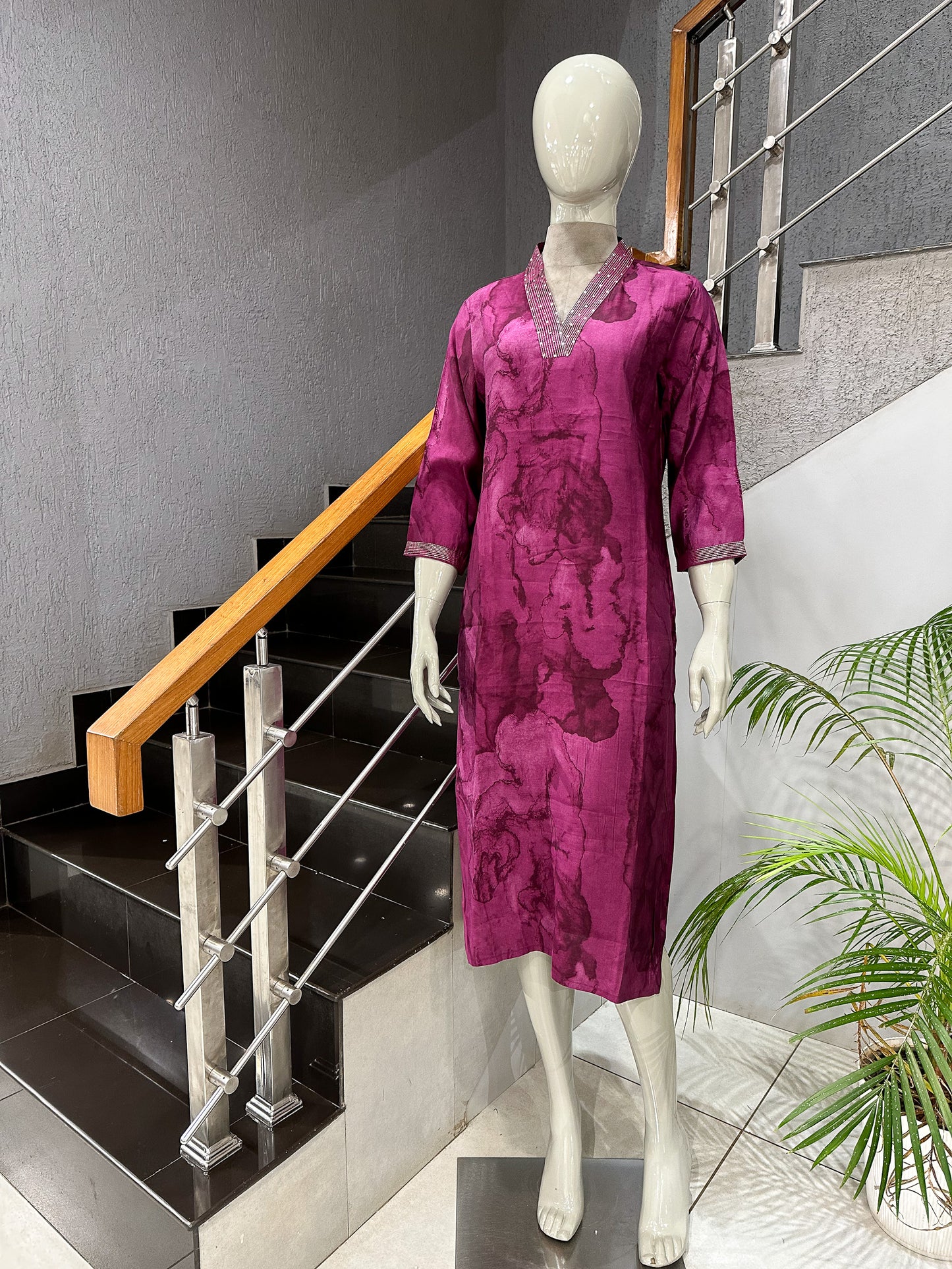 Luxury Purple Muslin Kurti for Women