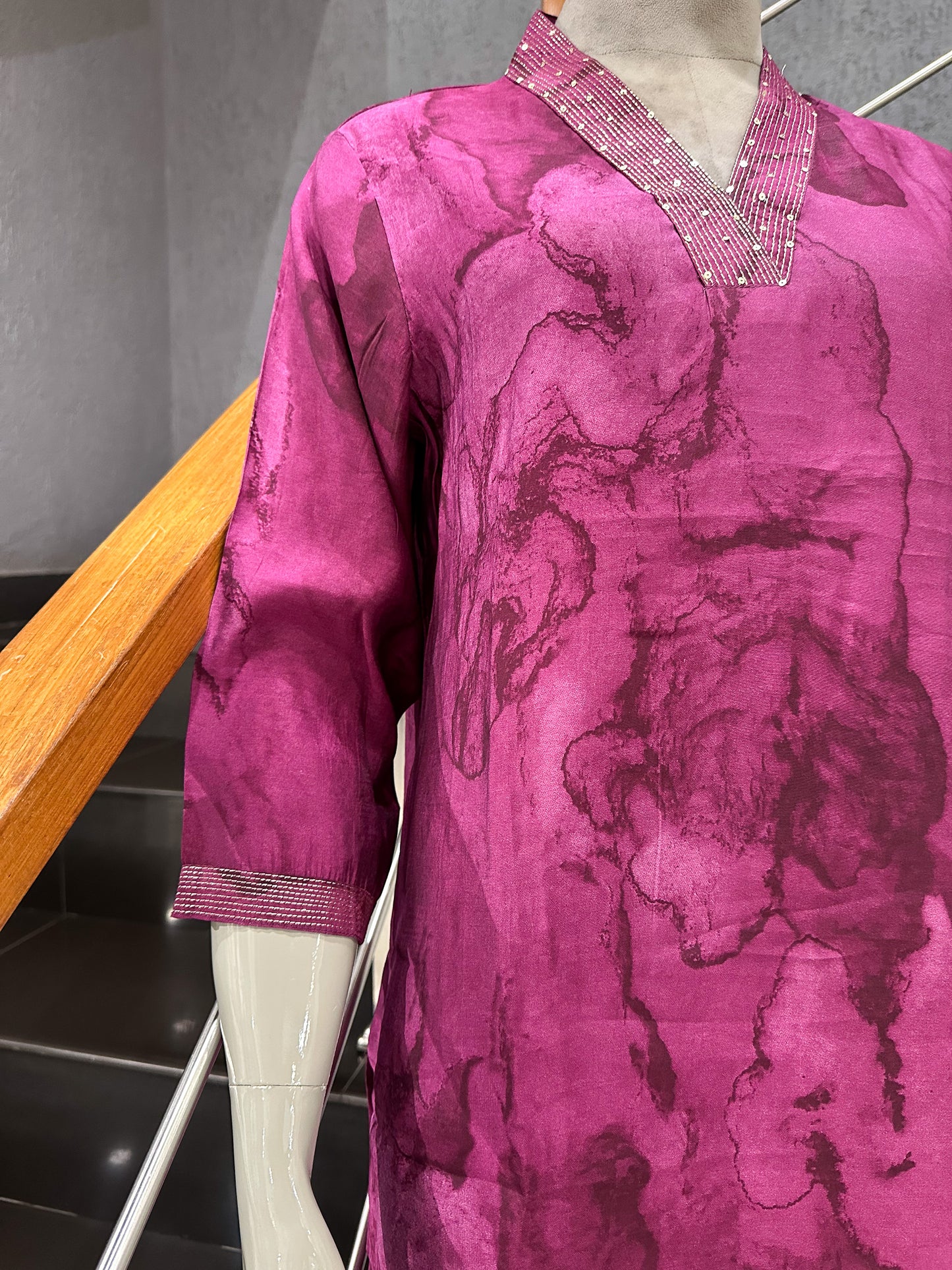 Luxury Purple Muslin Kurti for Women