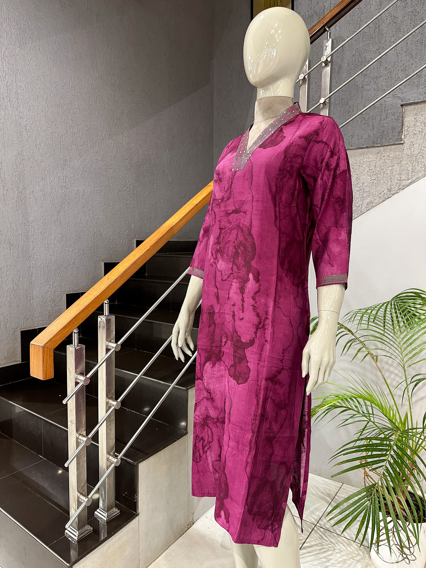 Luxury Purple Muslin Kurti for Women