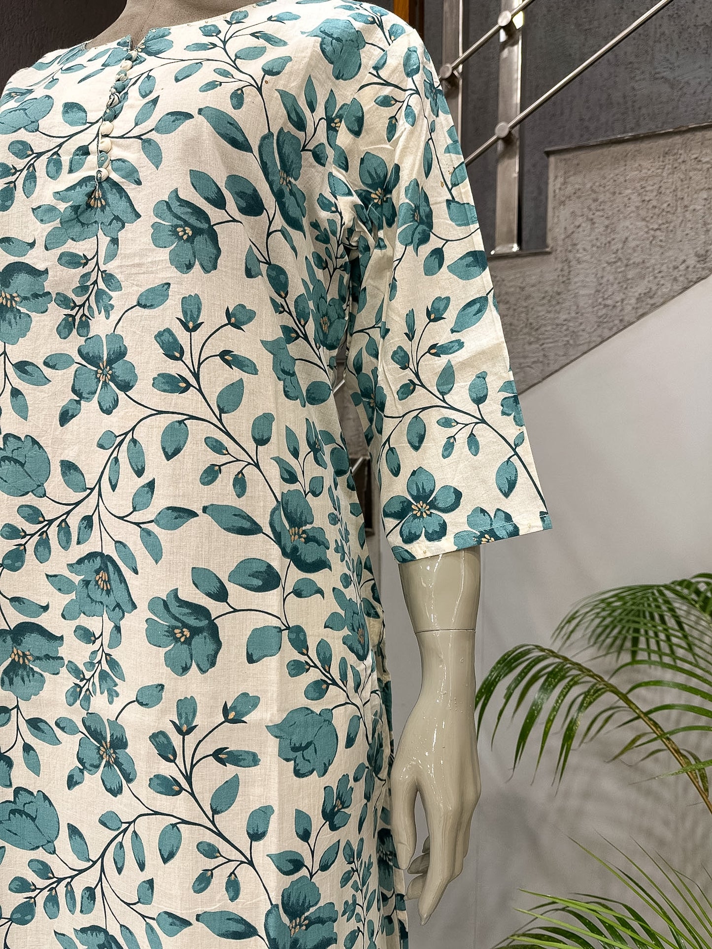 White Floral Cotton Kurta for Women | Premium Casual Printed Ethnic Wear Kurti