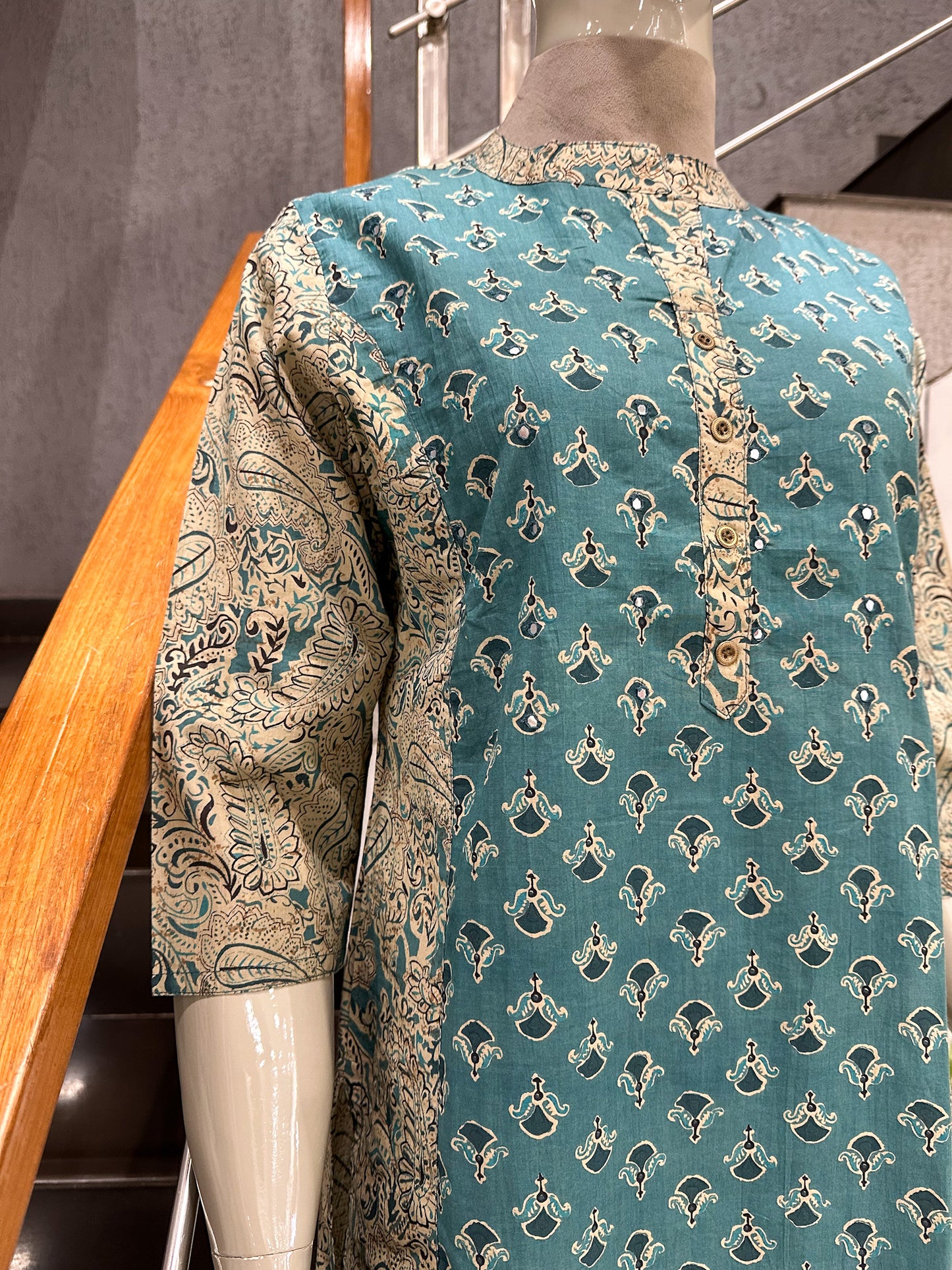 Teal Blue Premium Cotton Printed Straight Kurta for Women | Elegant Ethnic Daily Wear Kurti