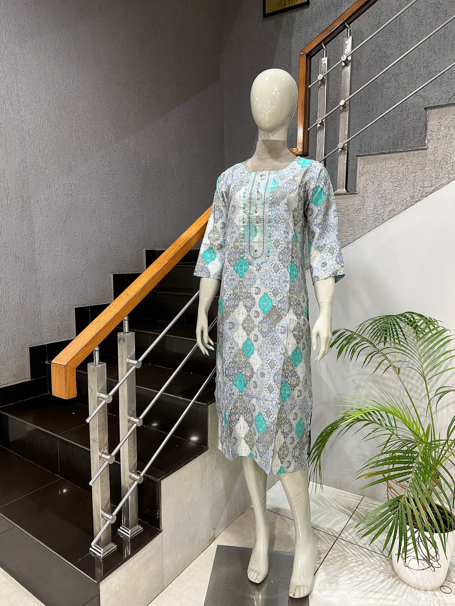 Designer Grey Muslin Kurta for Women