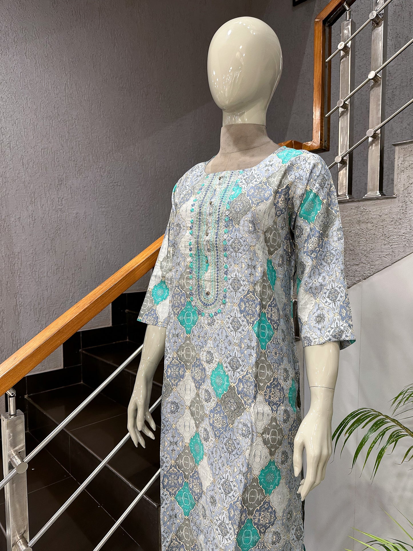 Designer Grey Muslin Kurta for Women