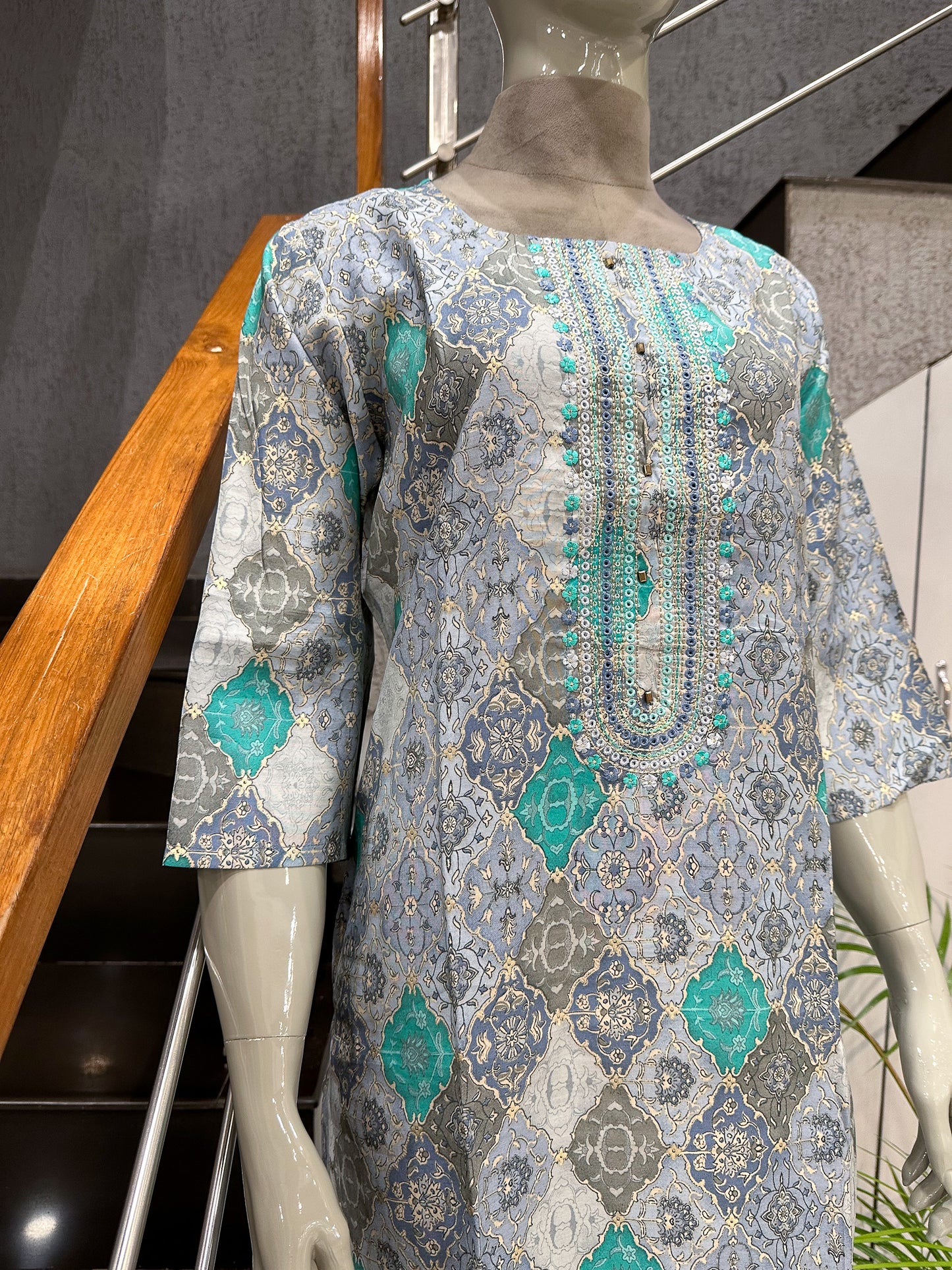 Designer Grey Muslin Kurta for Women