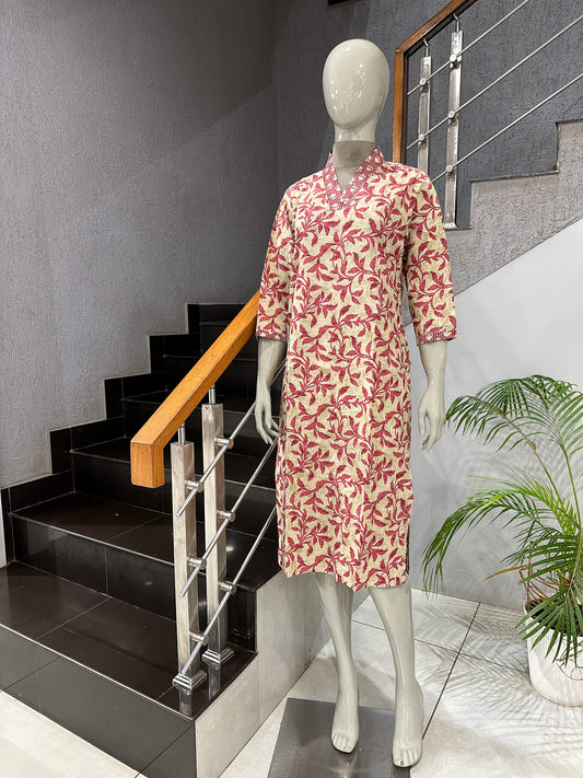 Designer Floral Print Muslin Kurta for Women