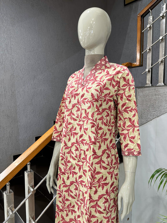 Designer Floral Print Muslin Kurta for Women