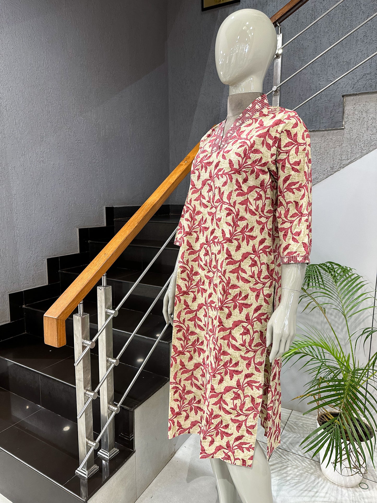 Designer Floral Print Muslin Kurta for Women