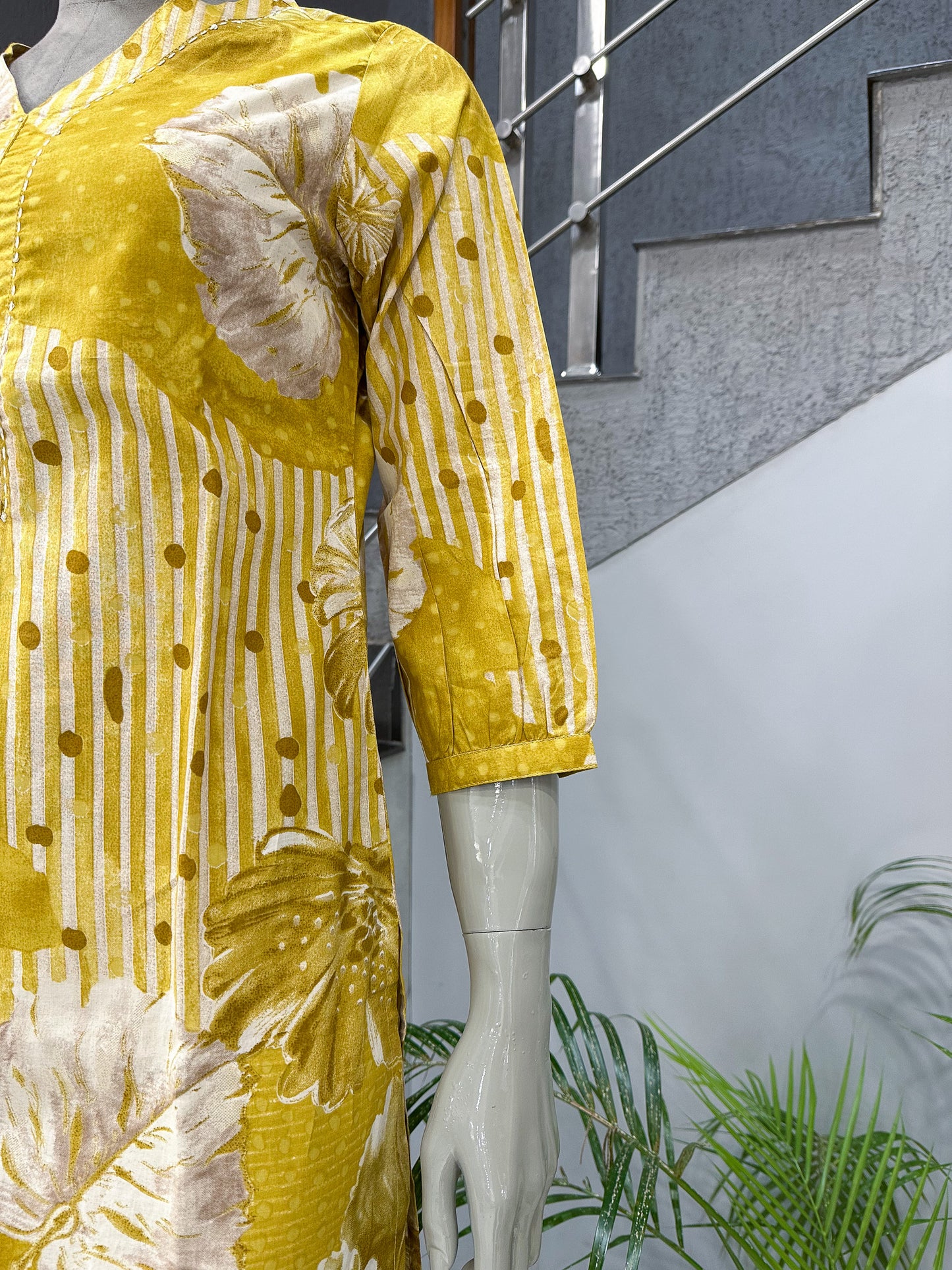 Designer Yellow Muslin Kurti for Women