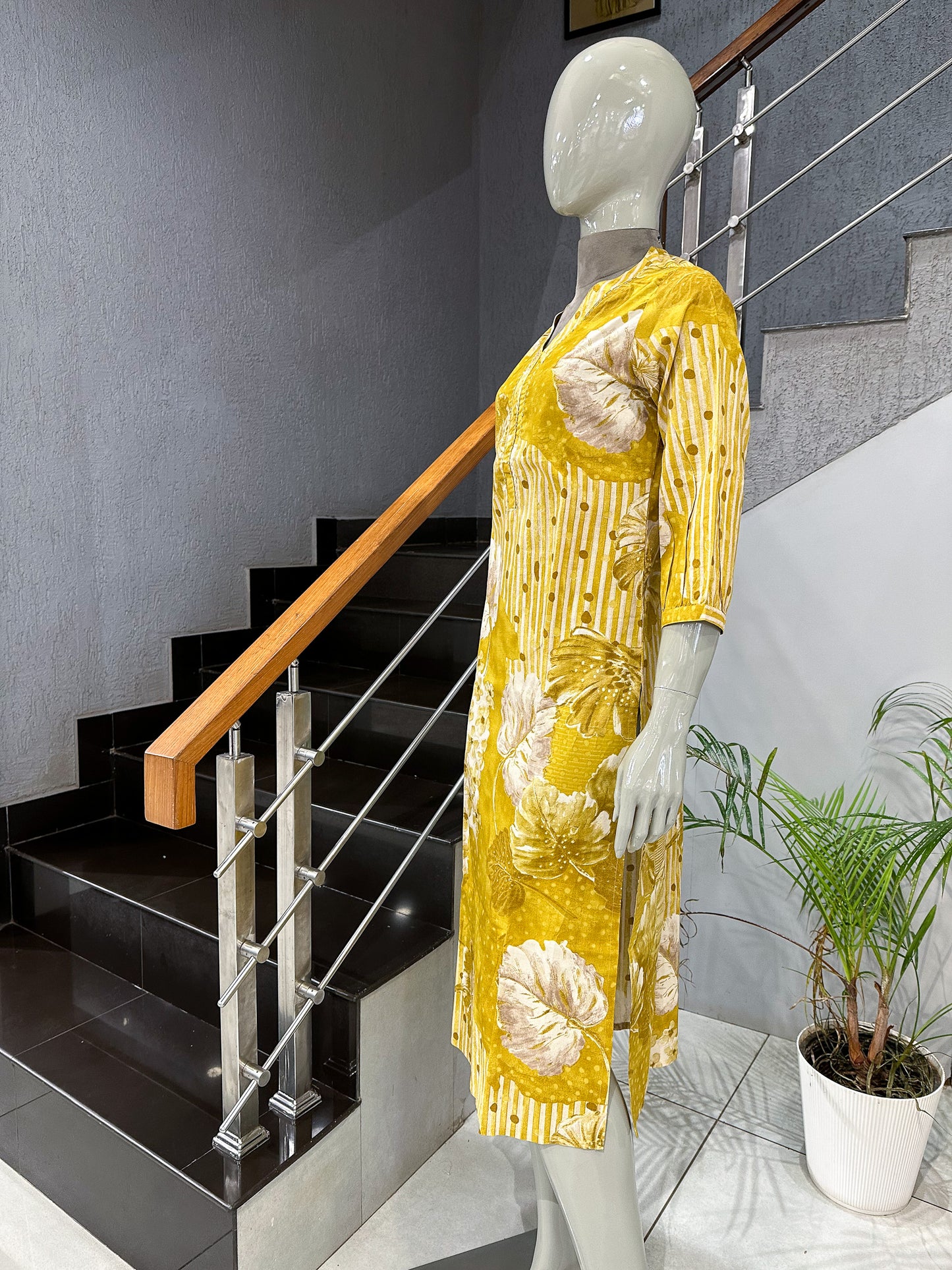 Designer Yellow Muslin Kurti for Women