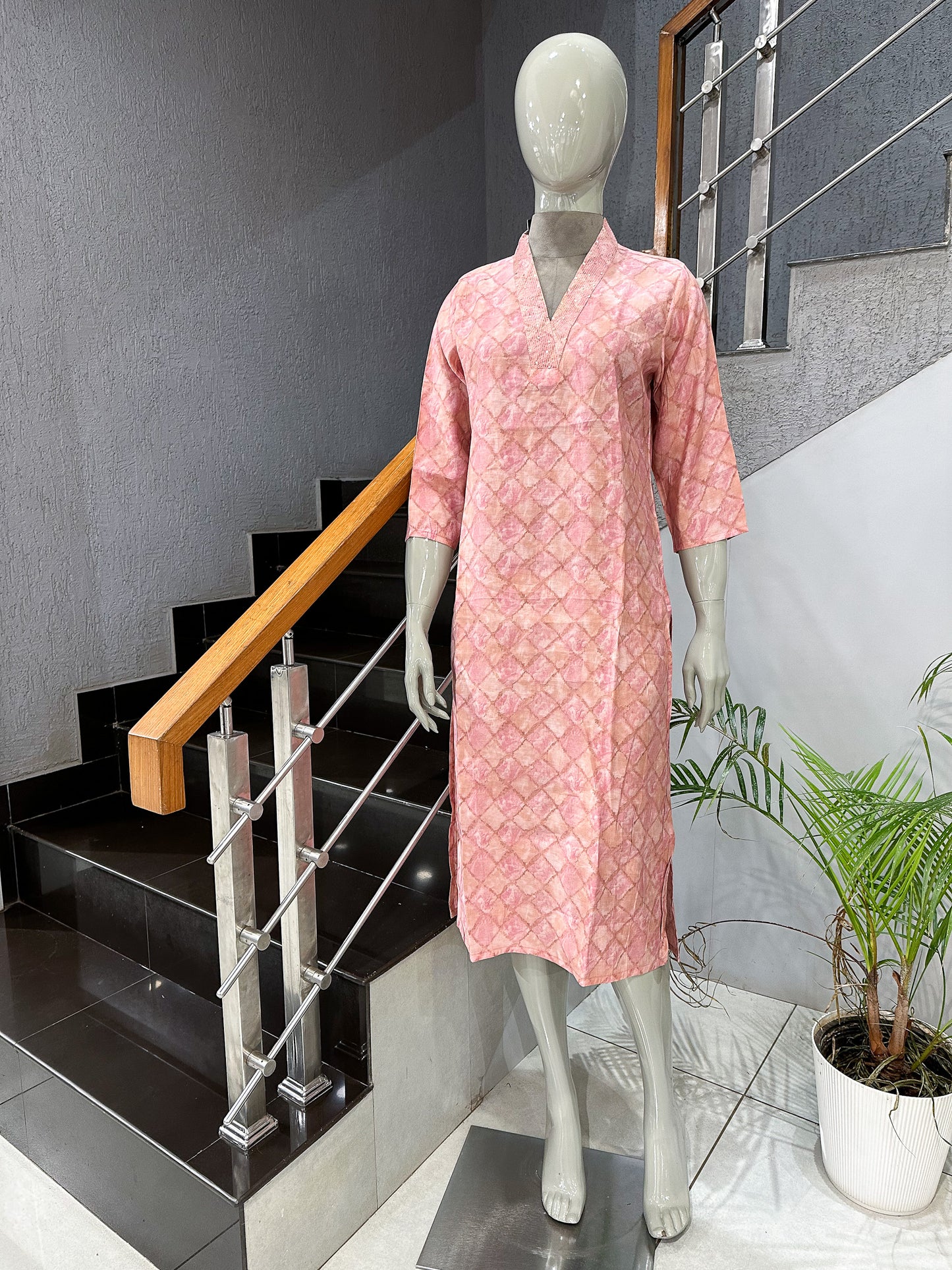 Designer Pink Muslin Kurti for Women