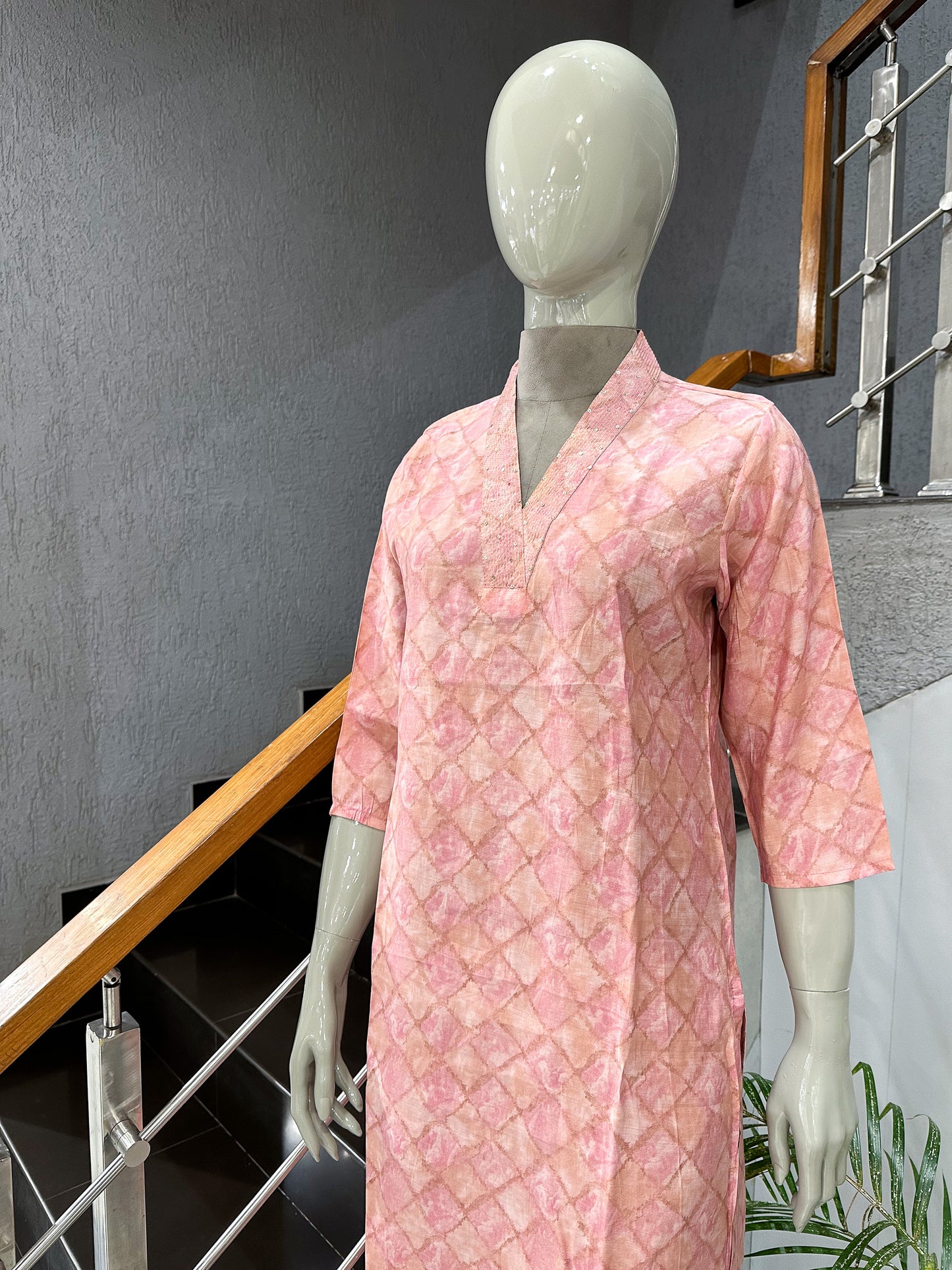 Designer Pink Muslin Kurti for Women