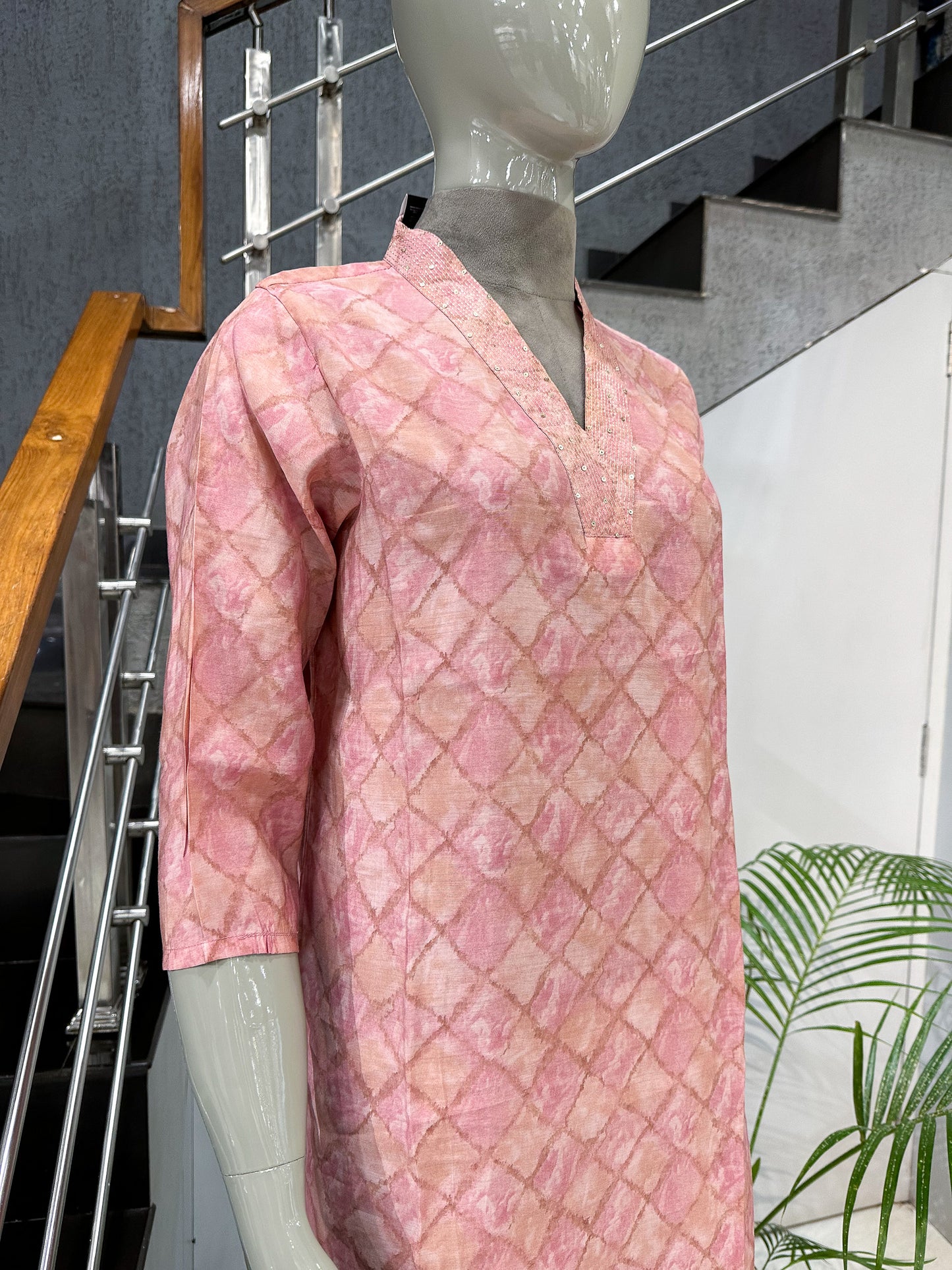 Designer Pink Muslin Kurti for Women