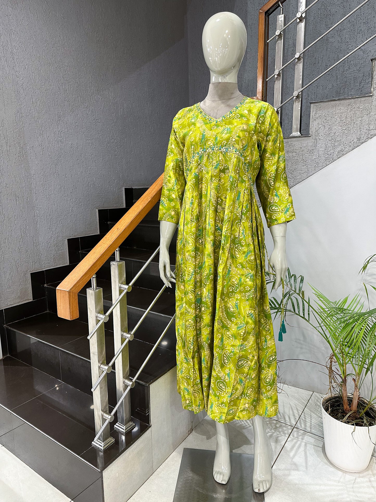 Designer Printed Muslin Gown Kurta