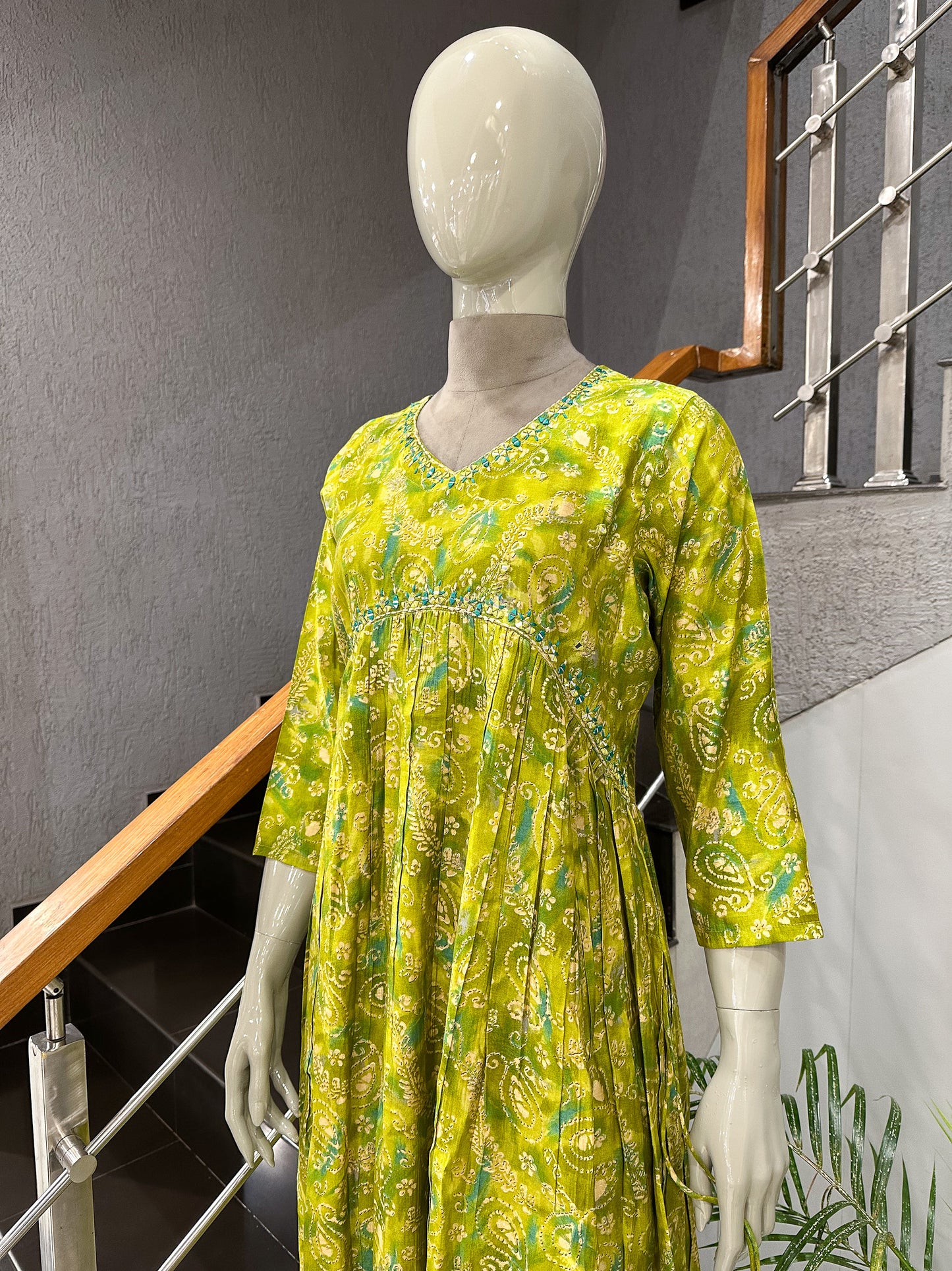 Designer Printed Muslin Gown Kurta