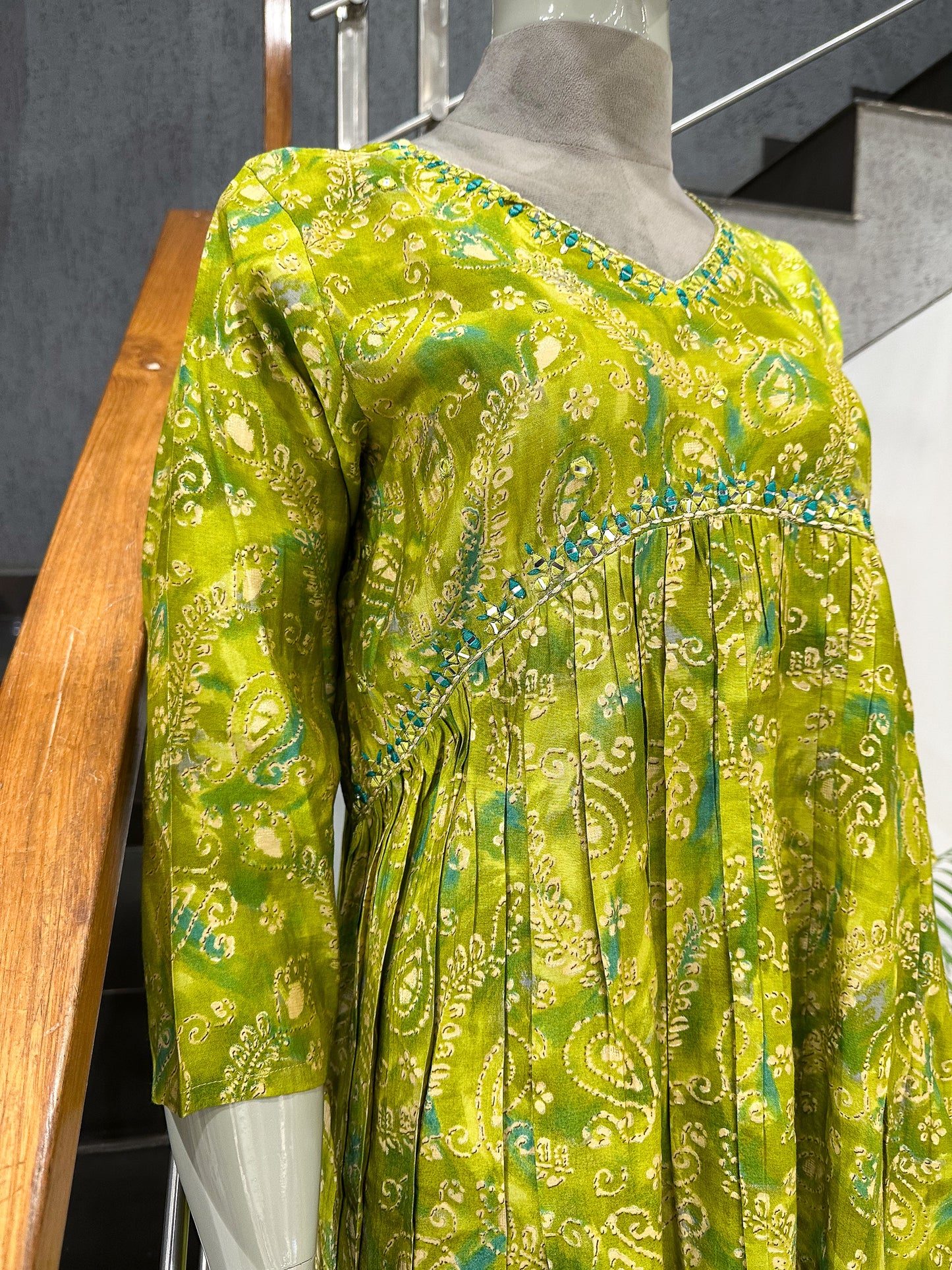 Designer Printed Muslin Gown Kurta