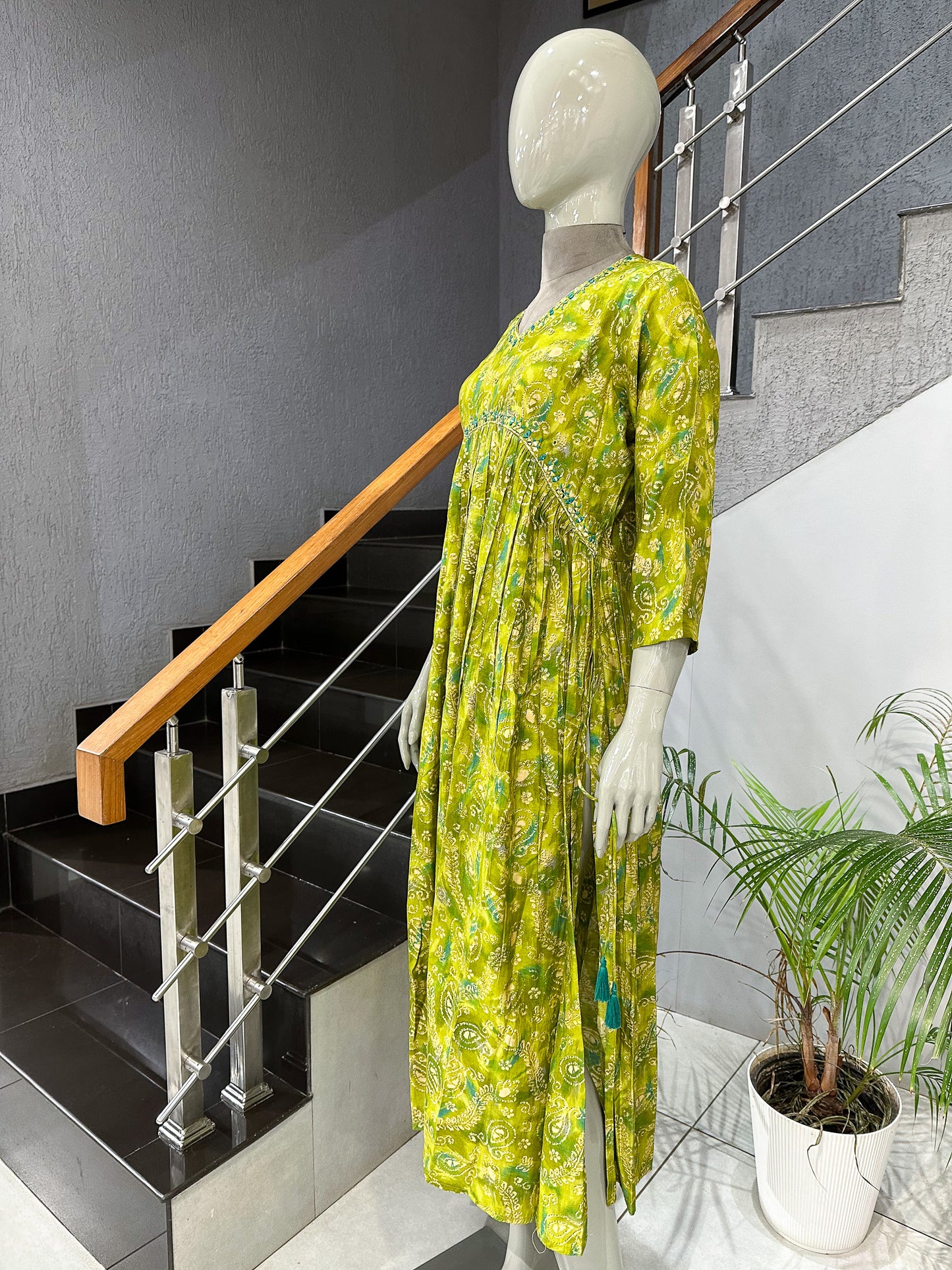 Designer Printed Muslin Gown Kurta