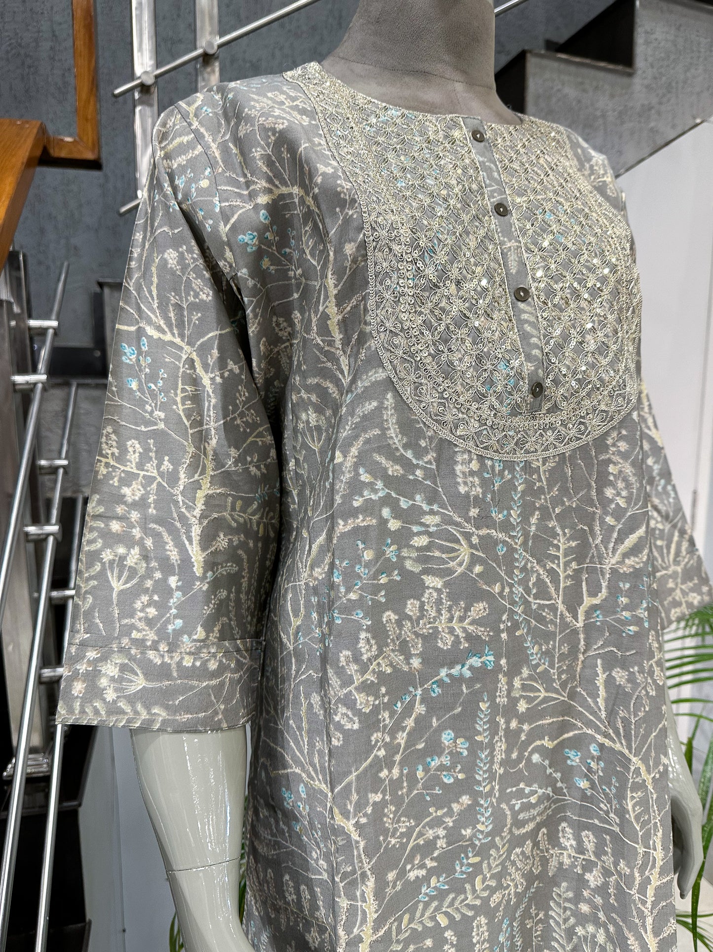 Grey Premium Muslin Kurti