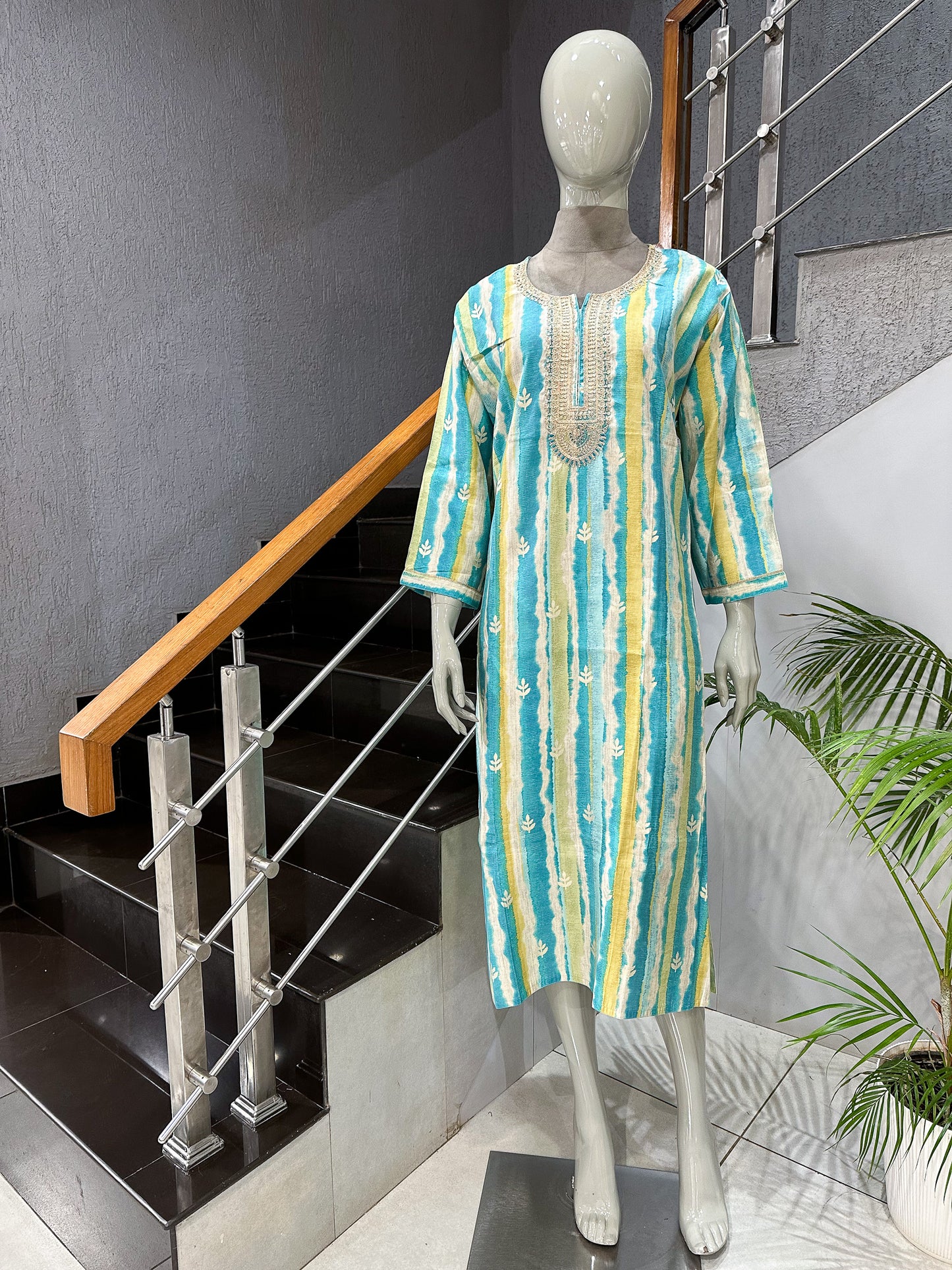 Aqua Muslin Kurti for Women