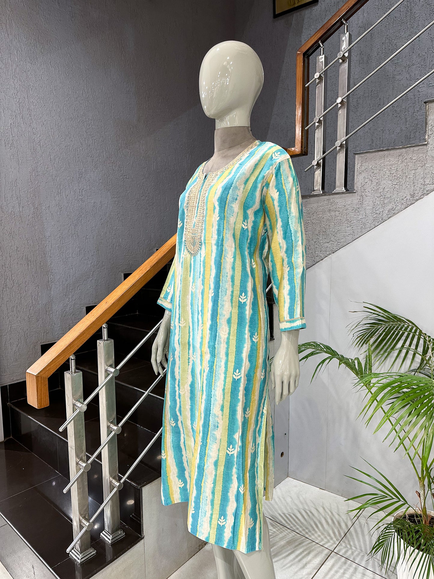 Aqua Muslin Kurti for Women