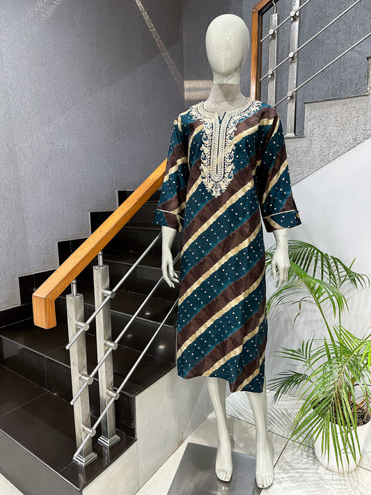 Teal Muslin Kurta for Women