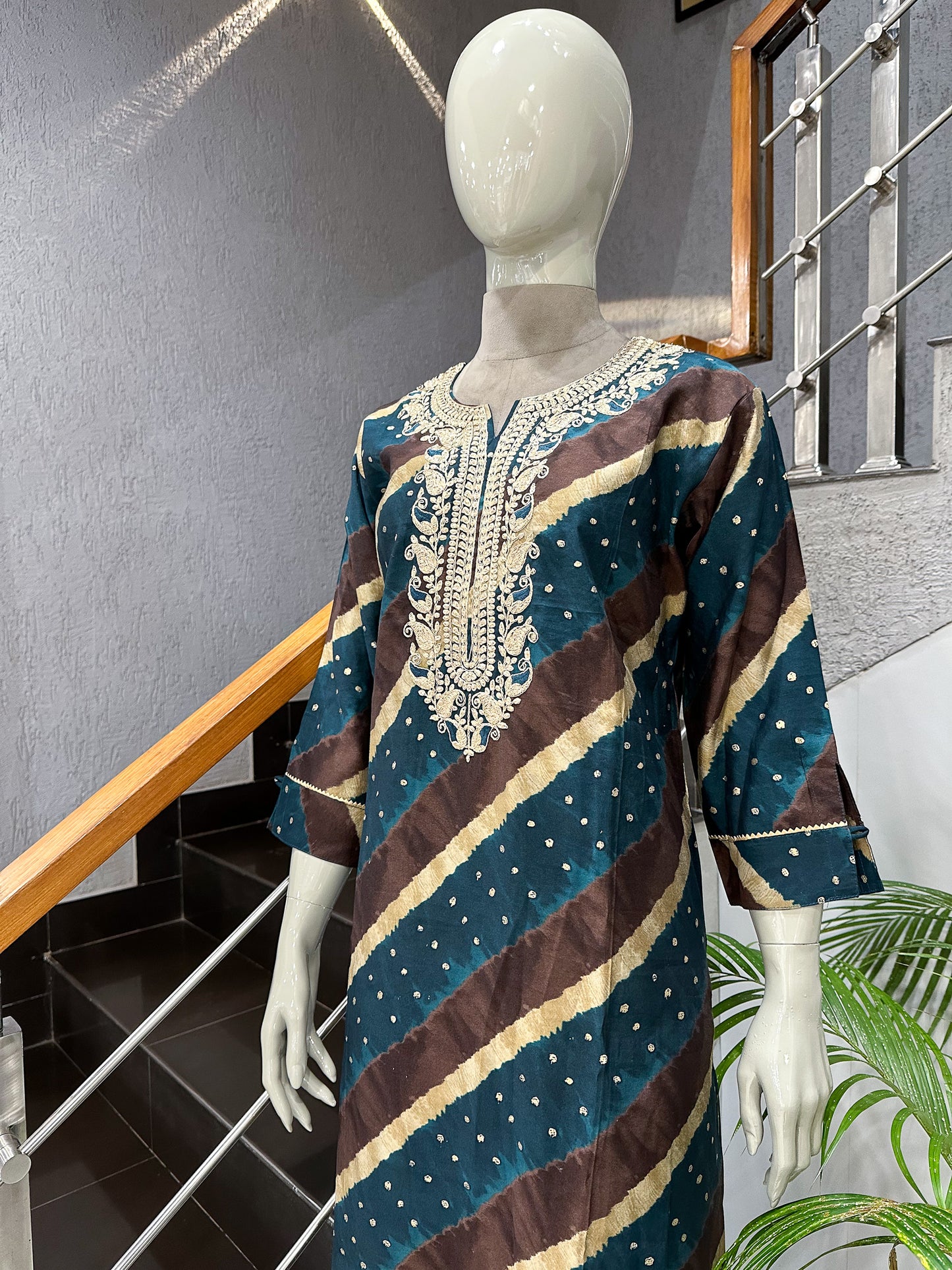 Teal Muslin Kurta for Women